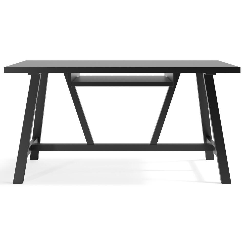 Simpli Home Dylan 60" Solid Wood Writing Desk, Black, large
