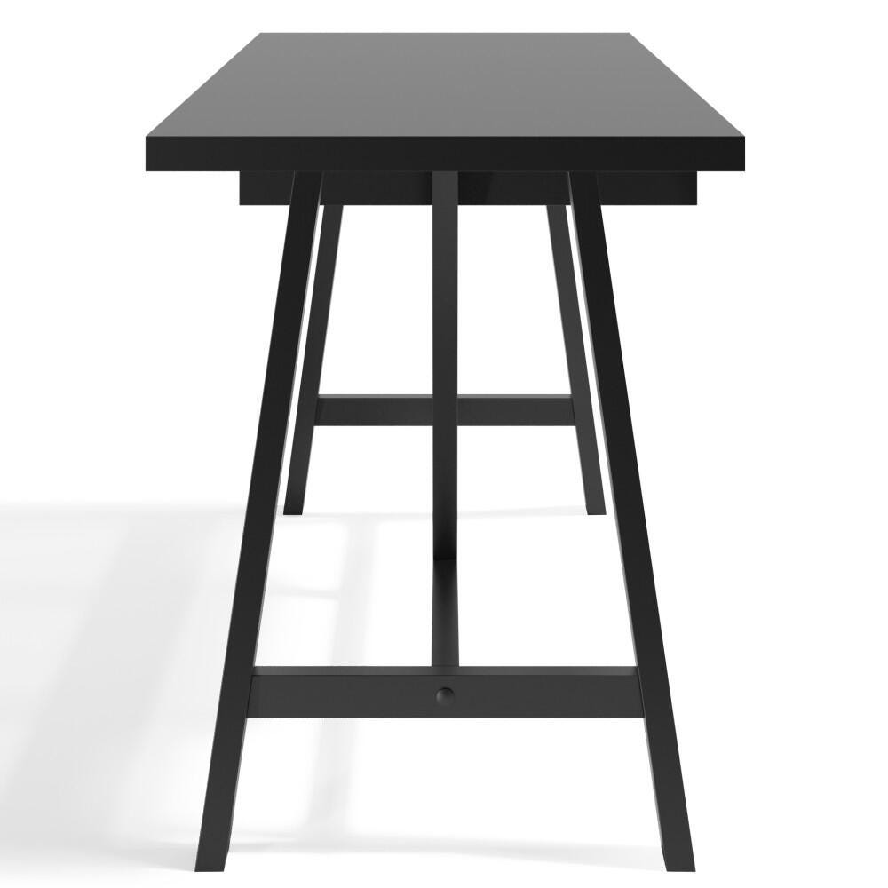 Simpli Home Dylan 60" Solid Wood Writing Desk, Black, large