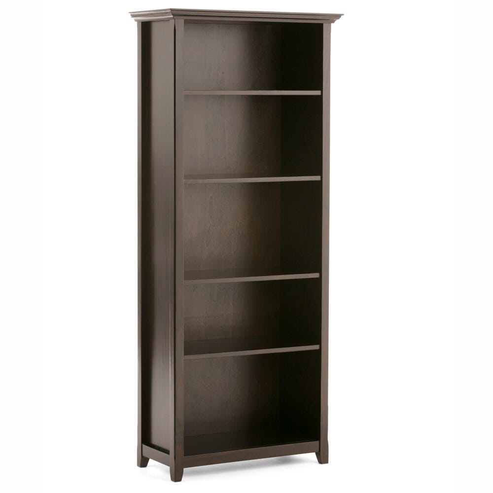 Simpli Home Amherst 70" Transitional 5-Shelf Bookcase, Hickory Brown, large