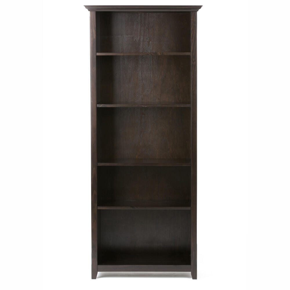 Simpli Home Amherst 70" Transitional 5-Shelf Bookcase, Hickory Brown, large