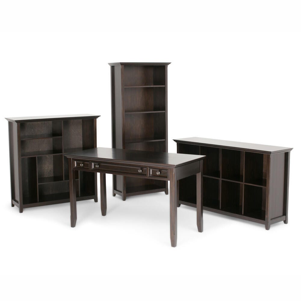 Simpli Home Amherst 70" Transitional 5-Shelf Bookcase, Hickory Brown, large