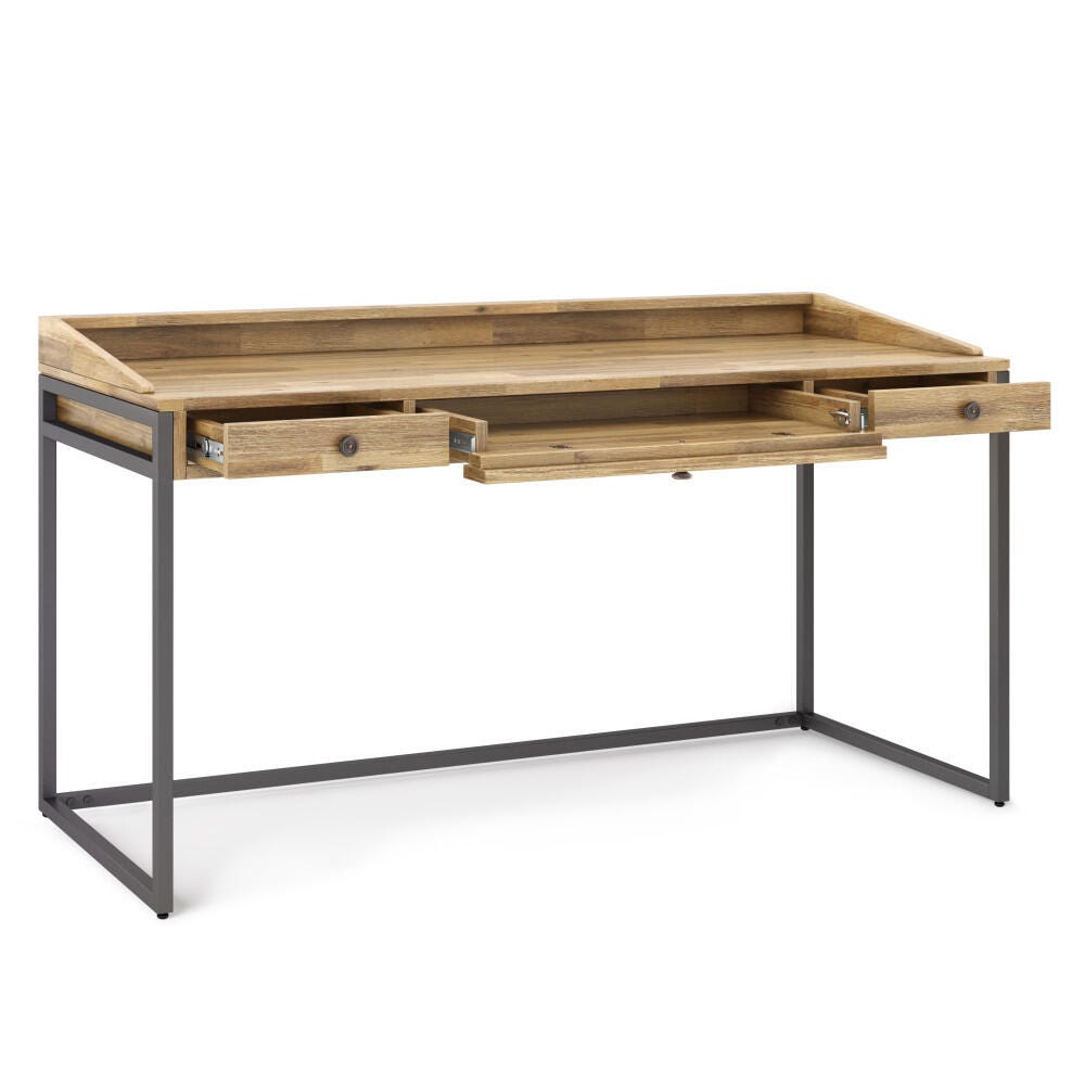 Simpli Home Ralston 60" Wooden Writing Desk, Light Brown, large