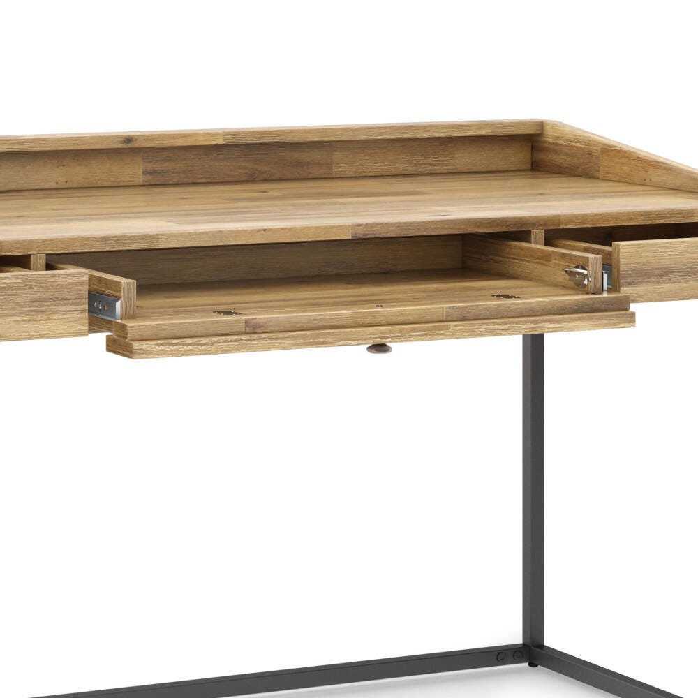 Simpli Home Ralston 60" Wooden Writing Desk, Light Brown, large