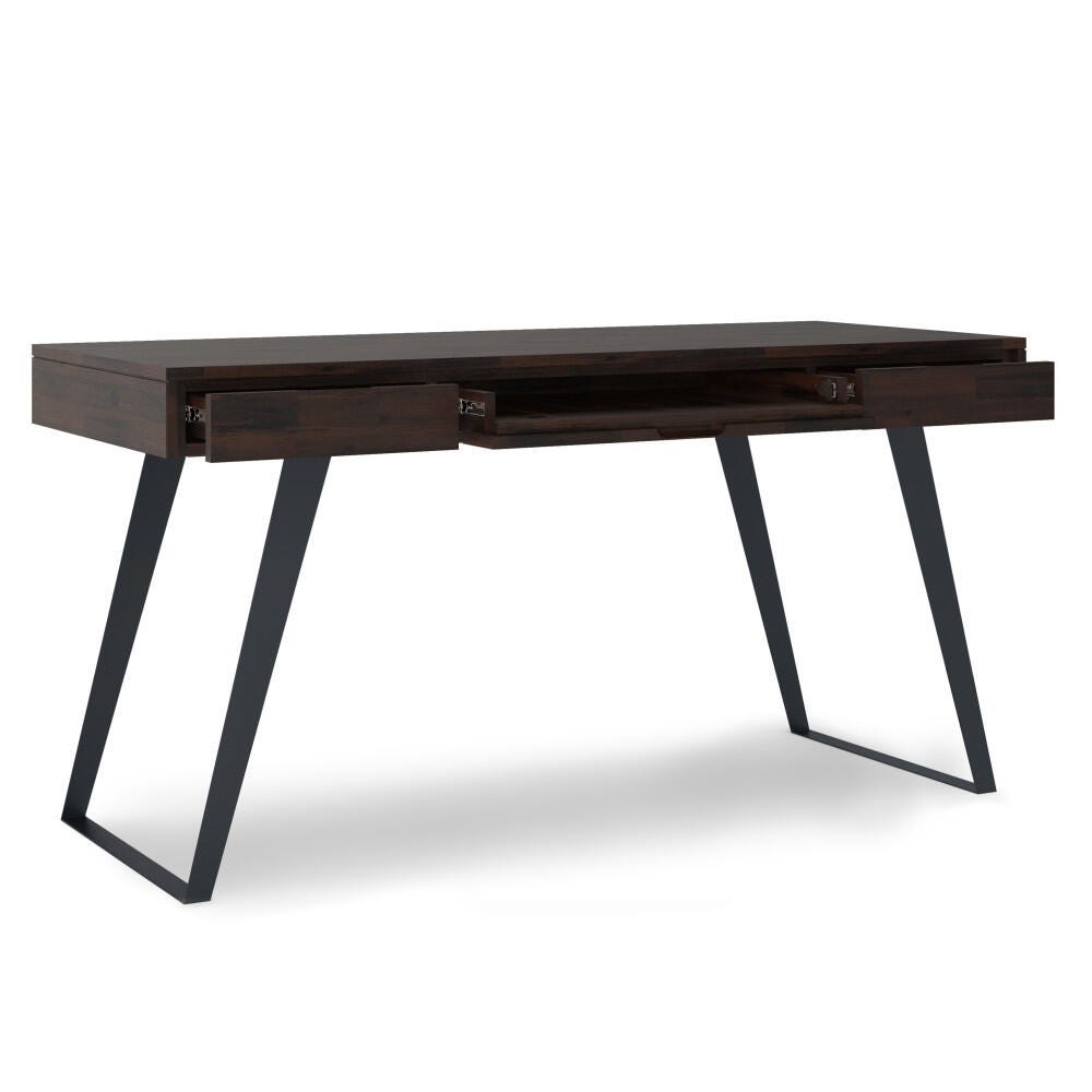 Simpli Home Lowry 54" Industrial Desk, Dark Brown, large