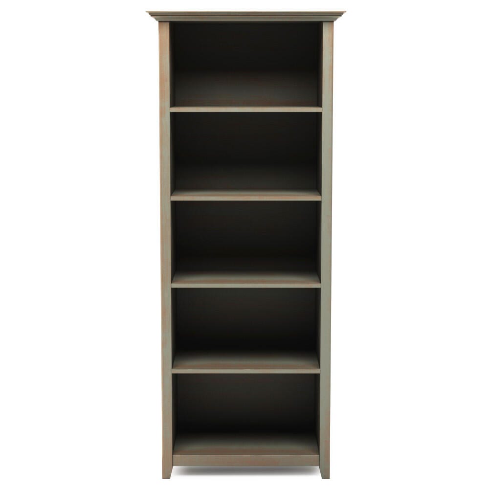 Simpli Home Amherst 70" 5-Shelf Bookcase, Gray, large