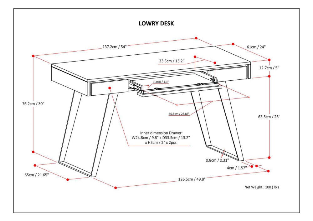 Simpli Home Lowry Industrial 54" Desk, Brown, large