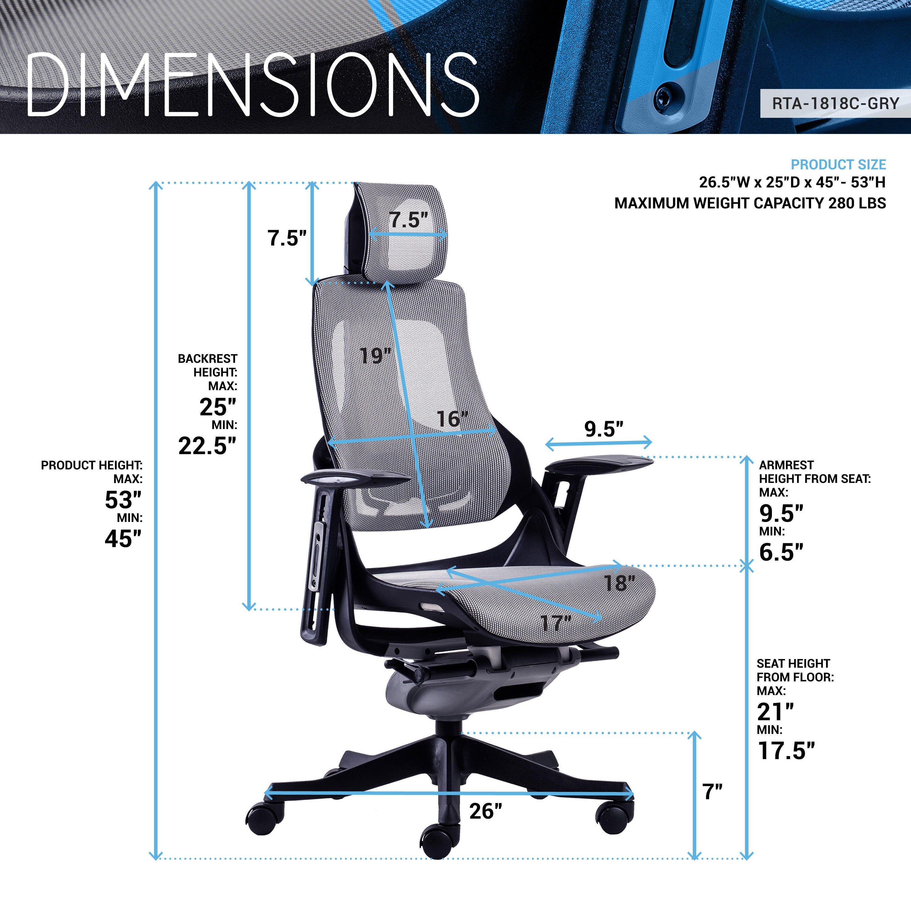 Techni Mobili LUX Ergonomic Executive Chair, , large