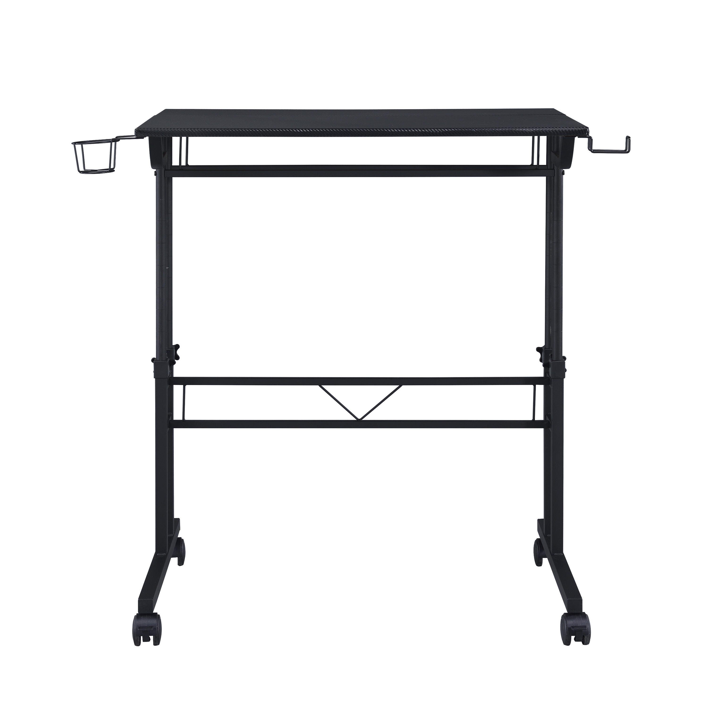 Techni Mobili Rolling Writing Desk with Height Adjustable Desktop, Black, large