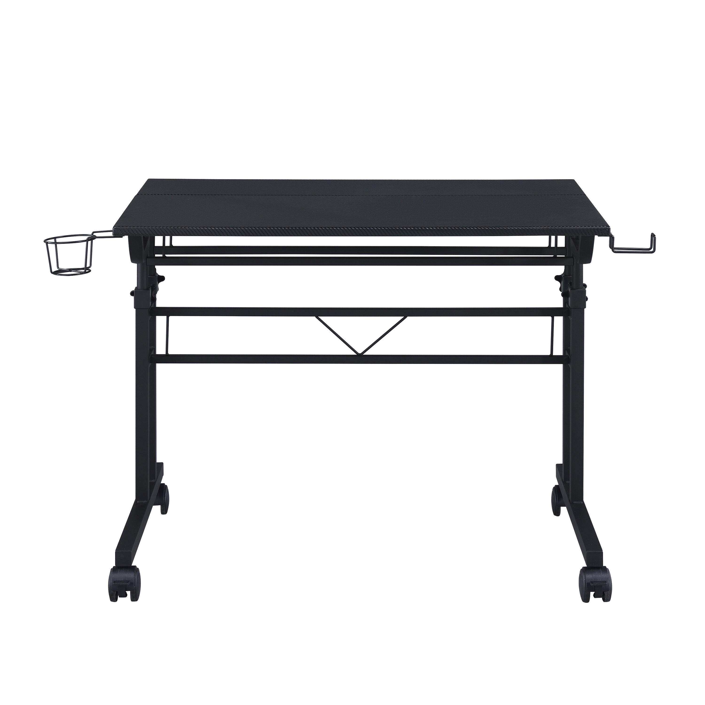 Techni Mobili Rolling Writing Desk with Height Adjustable Desktop, Black, large