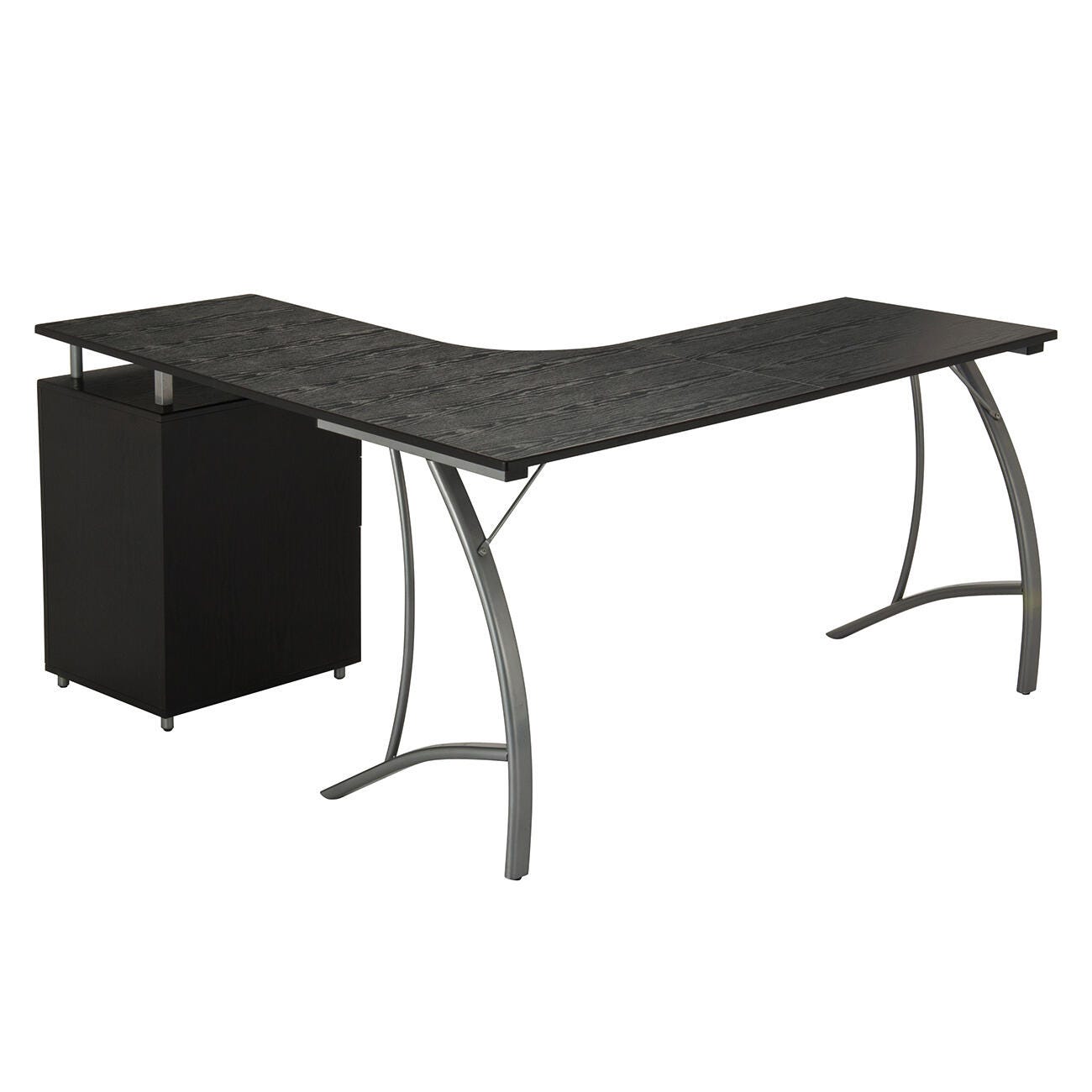 Techni Mobili Modern L- Shaped Computer Desk with File Cabinet, , large