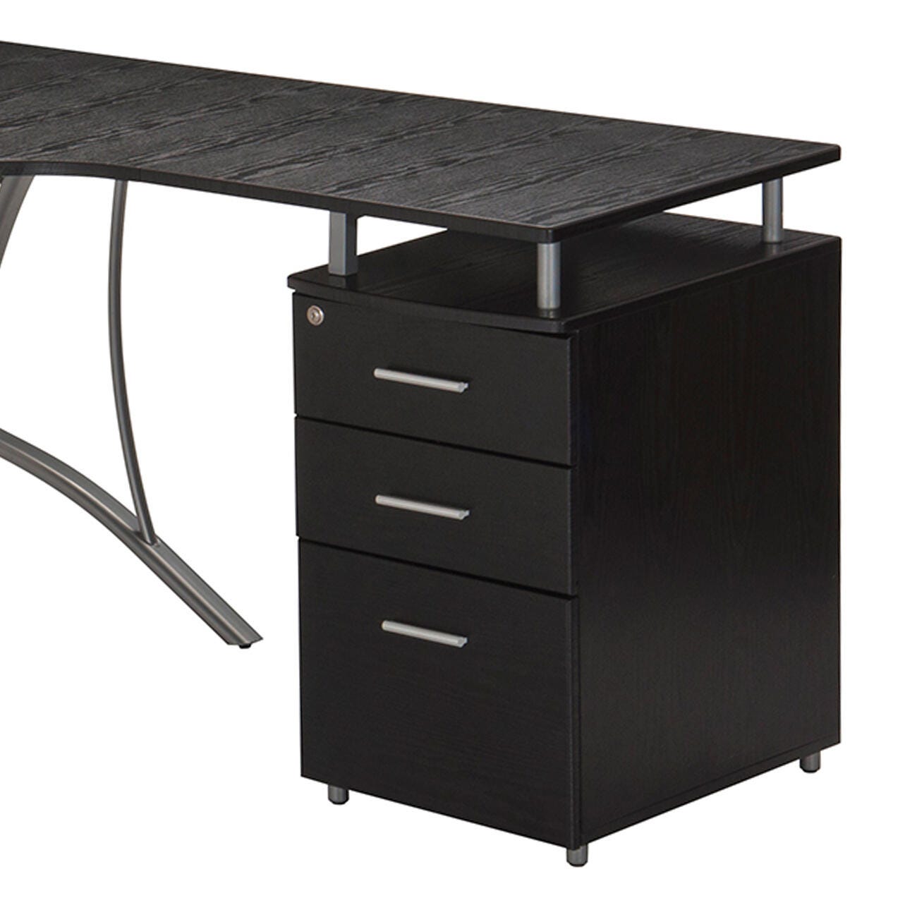 Techni Mobili Modern L- Shaped Computer Desk with File Cabinet, , large