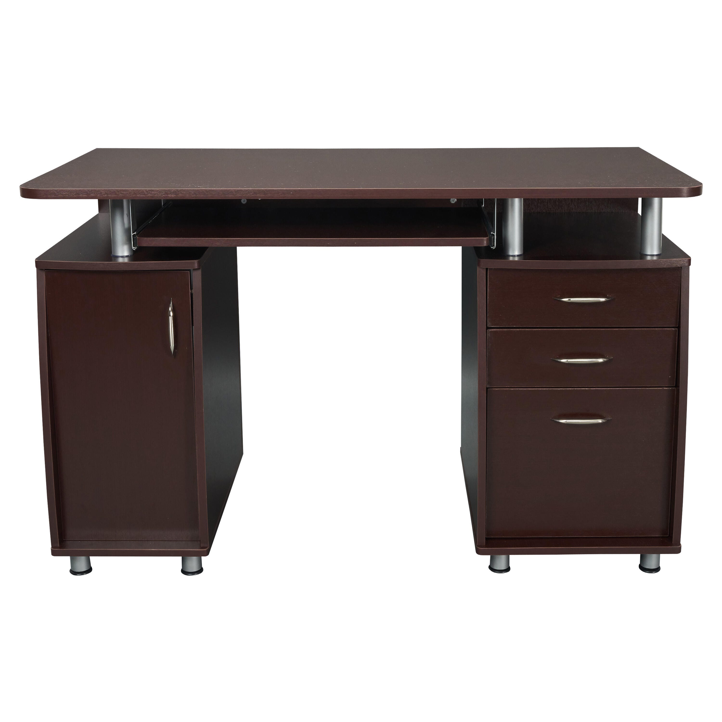 Techni Mobili Workstation Computer Desk with Storage, Chocolate, large