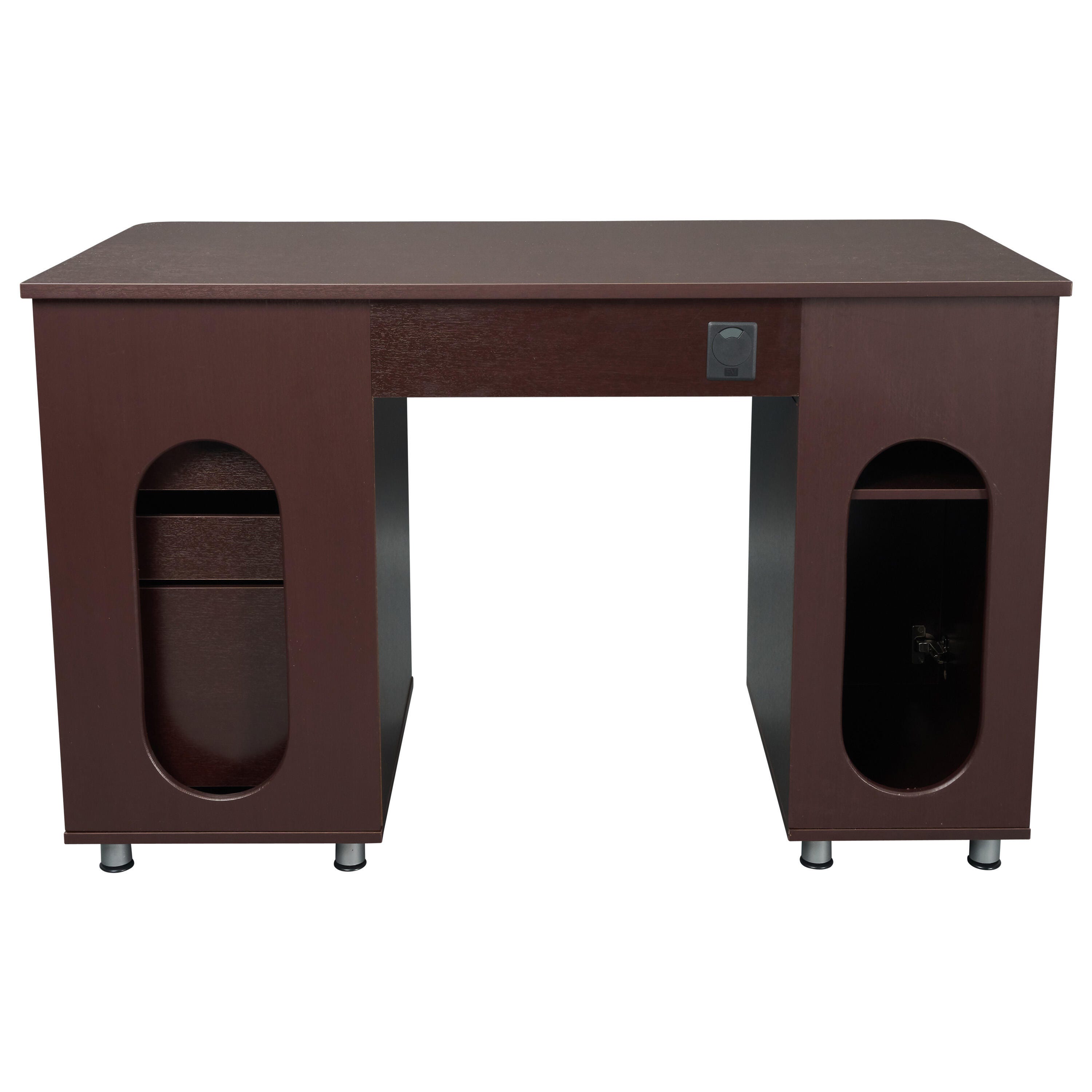 Techni Mobili Workstation Computer Desk with Storage, Chocolate, large