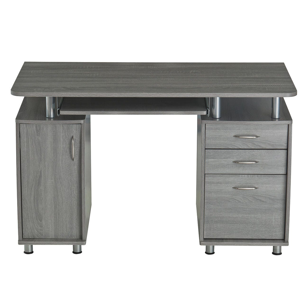 Techni Mobili Workstation Computer Desk with Storage, Gray, large