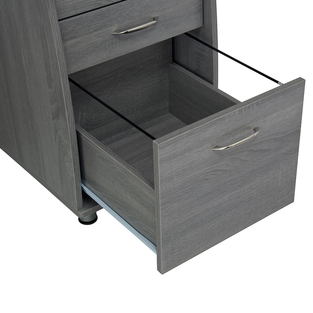 Techni Mobili Workstation Computer Desk with Storage, Gray, large