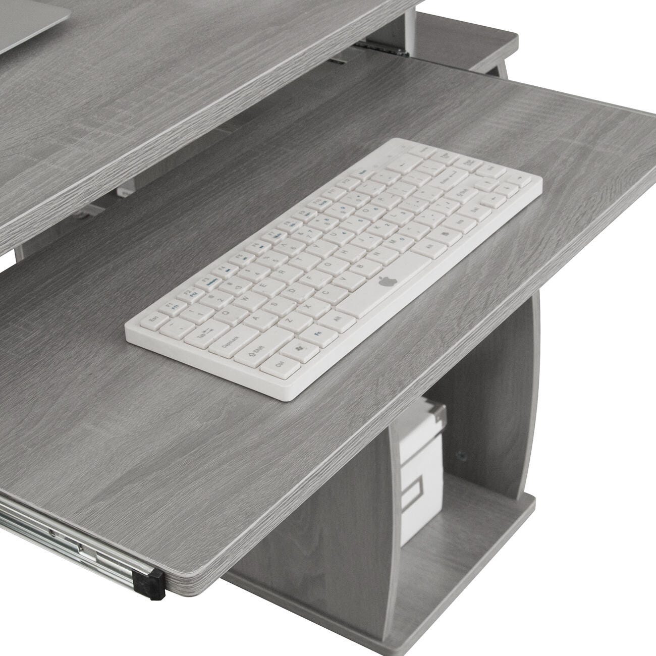 Techni Mobili Computer Workstation Desk With Storage, Gray, large
