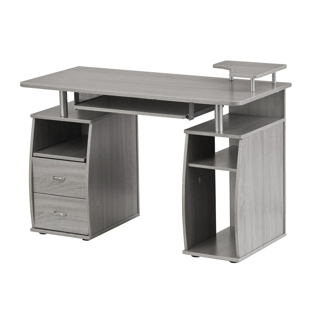 Techni Mobili Computer Workstation Desk With Storage, Gray, large