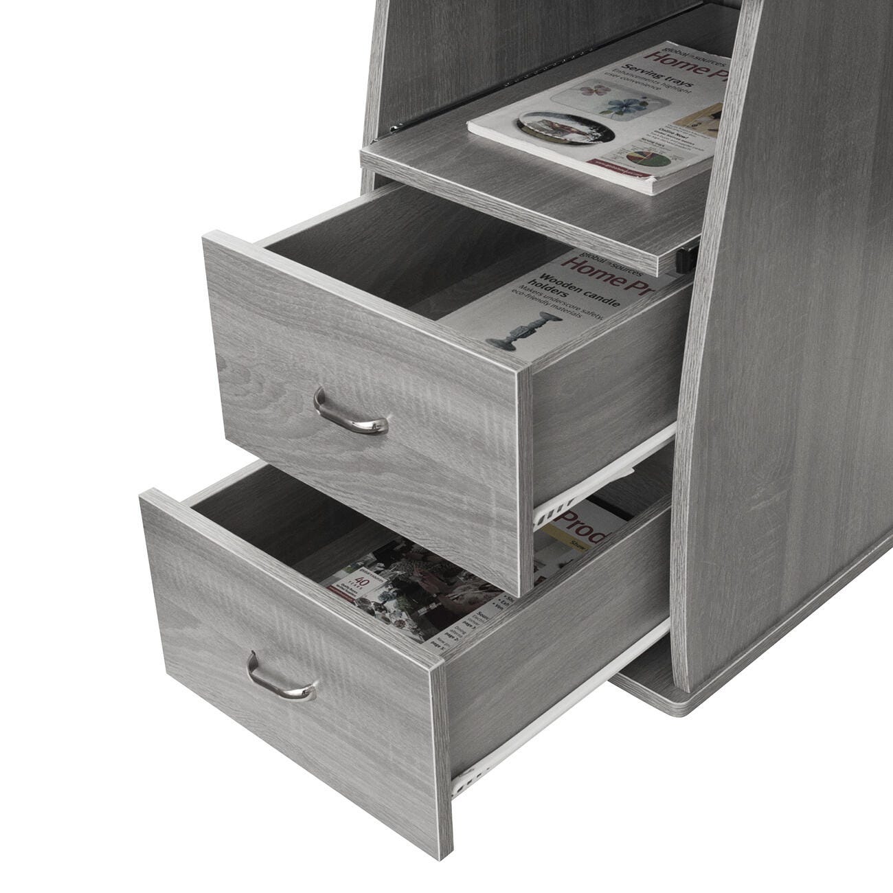 Techni Mobili Computer Workstation Desk With Storage, Gray, large