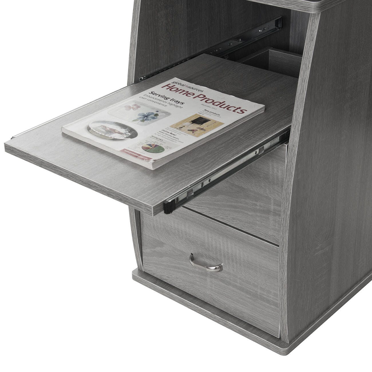 Techni Mobili Computer Workstation Desk With Storage, Gray, large