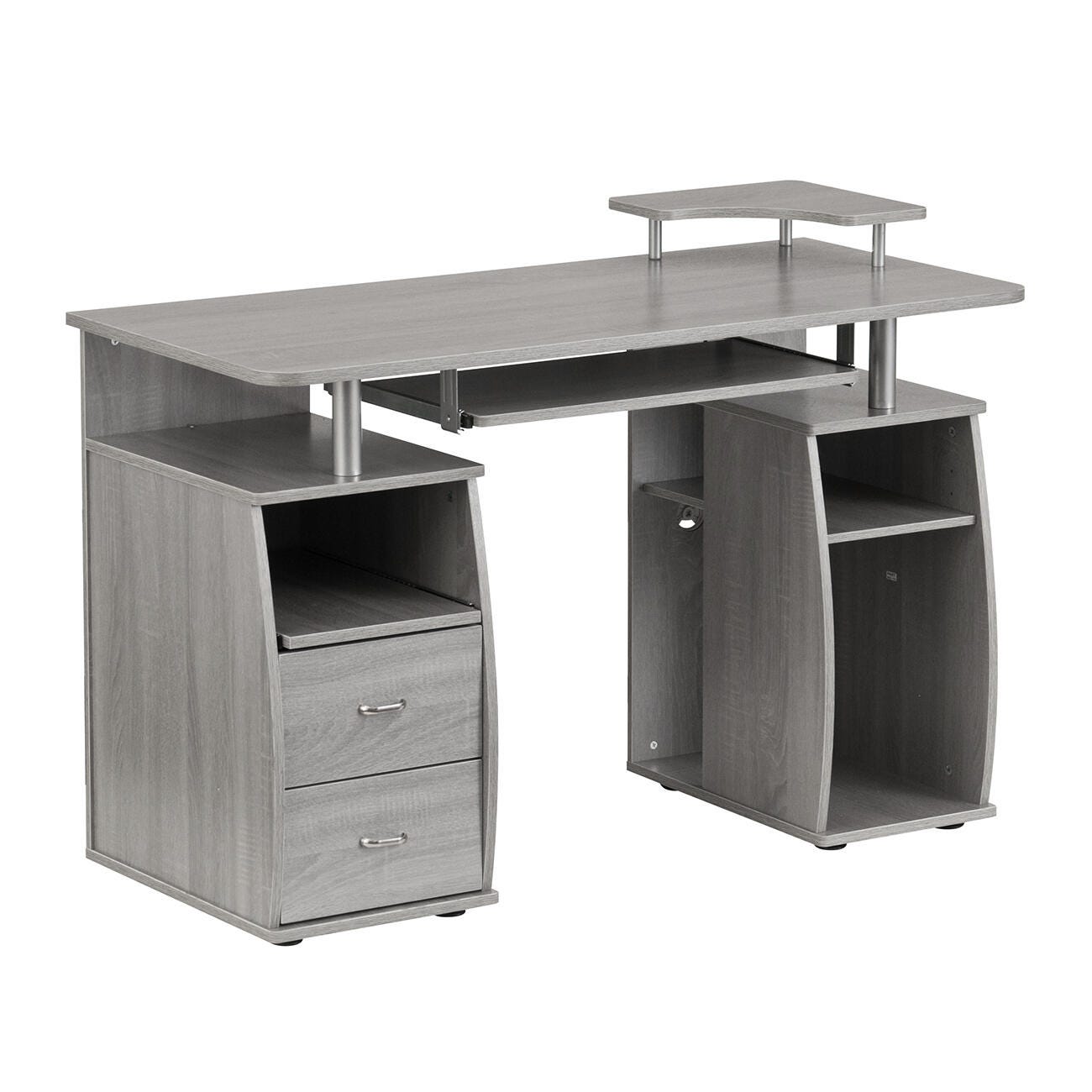 Techni Mobili Computer Workstation Desk With Storage, Gray, large