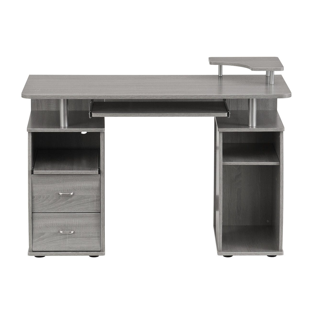 Techni Mobili Computer Workstation Desk With Storage, Gray, large