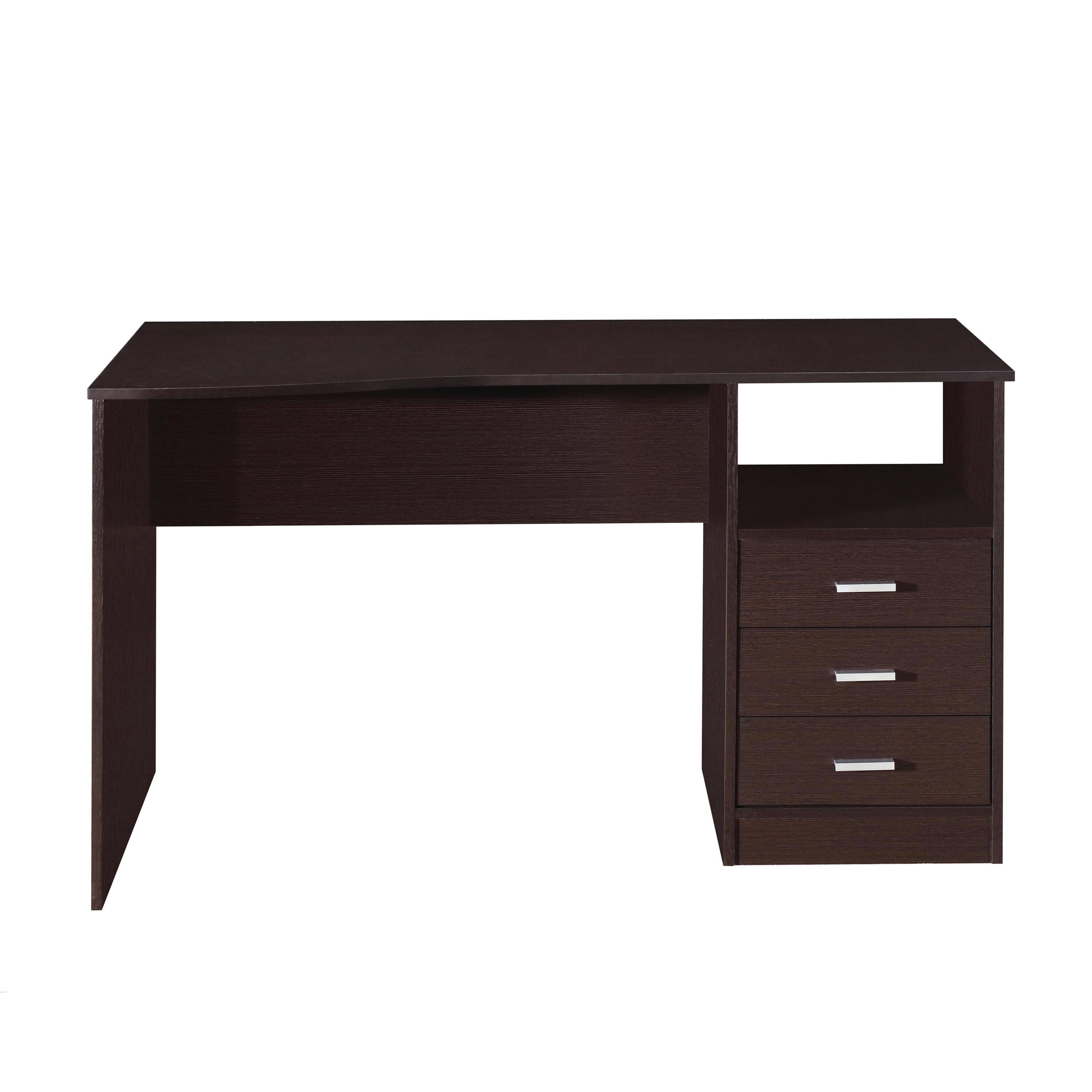 Techni Mobili Computer Desk with Drawers, Wenge, large