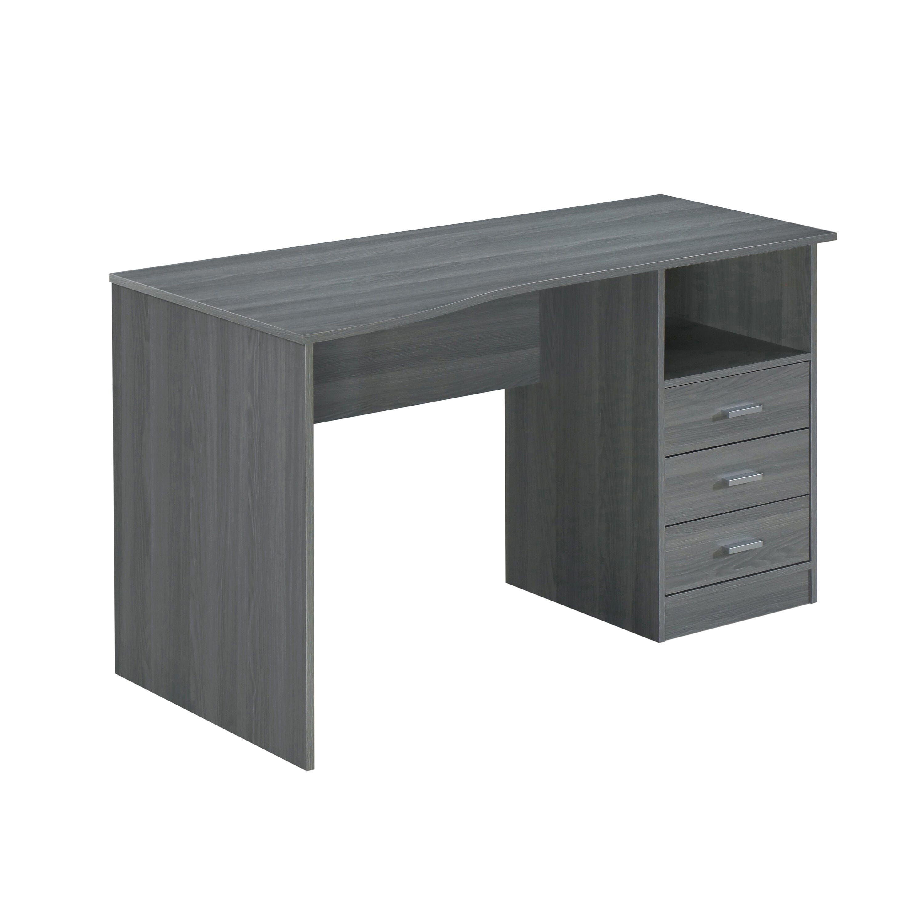 Techni Mobili Computer Desk with Drawers, Gray, large