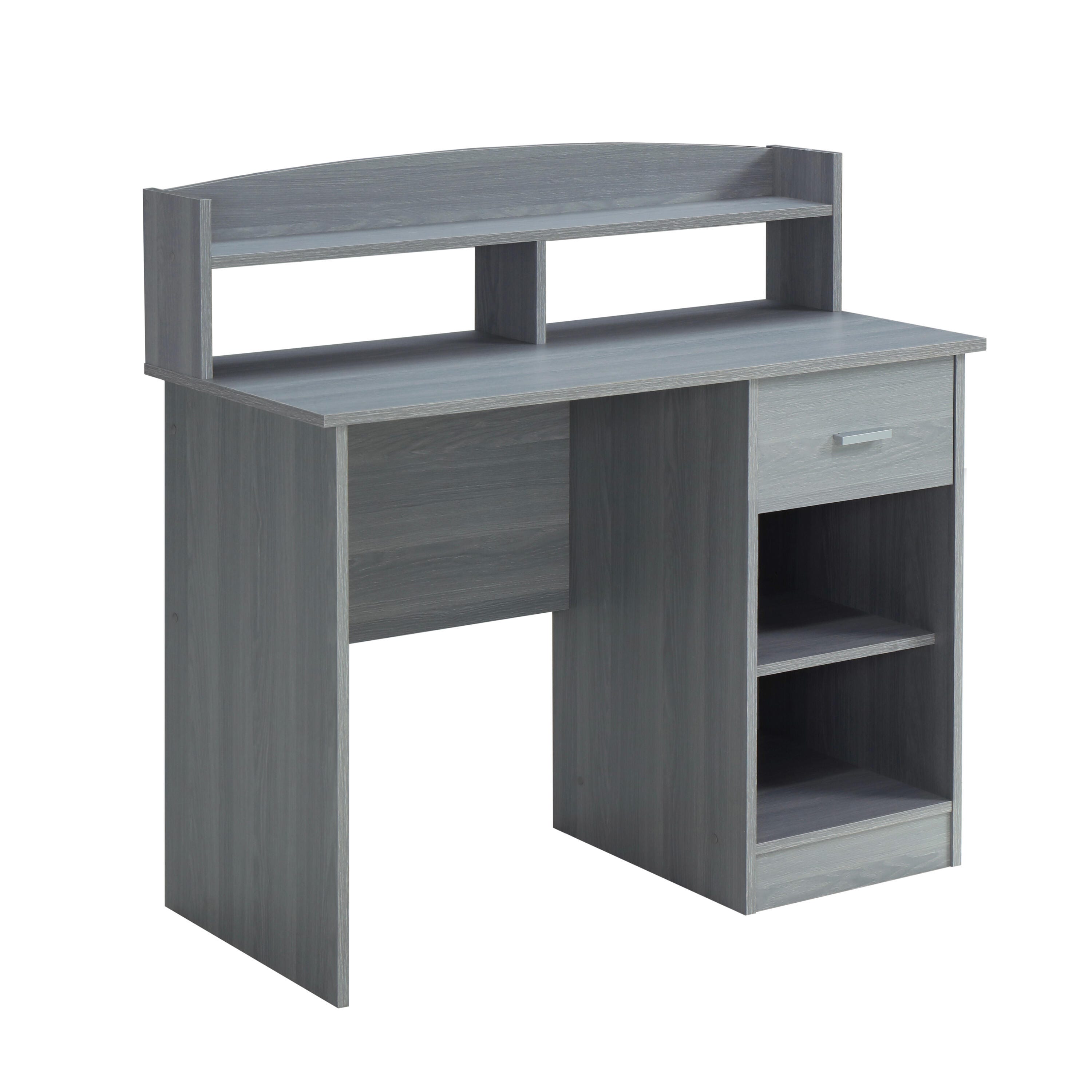 Techni Mobili Modern Office Desk with Hutch, Gray