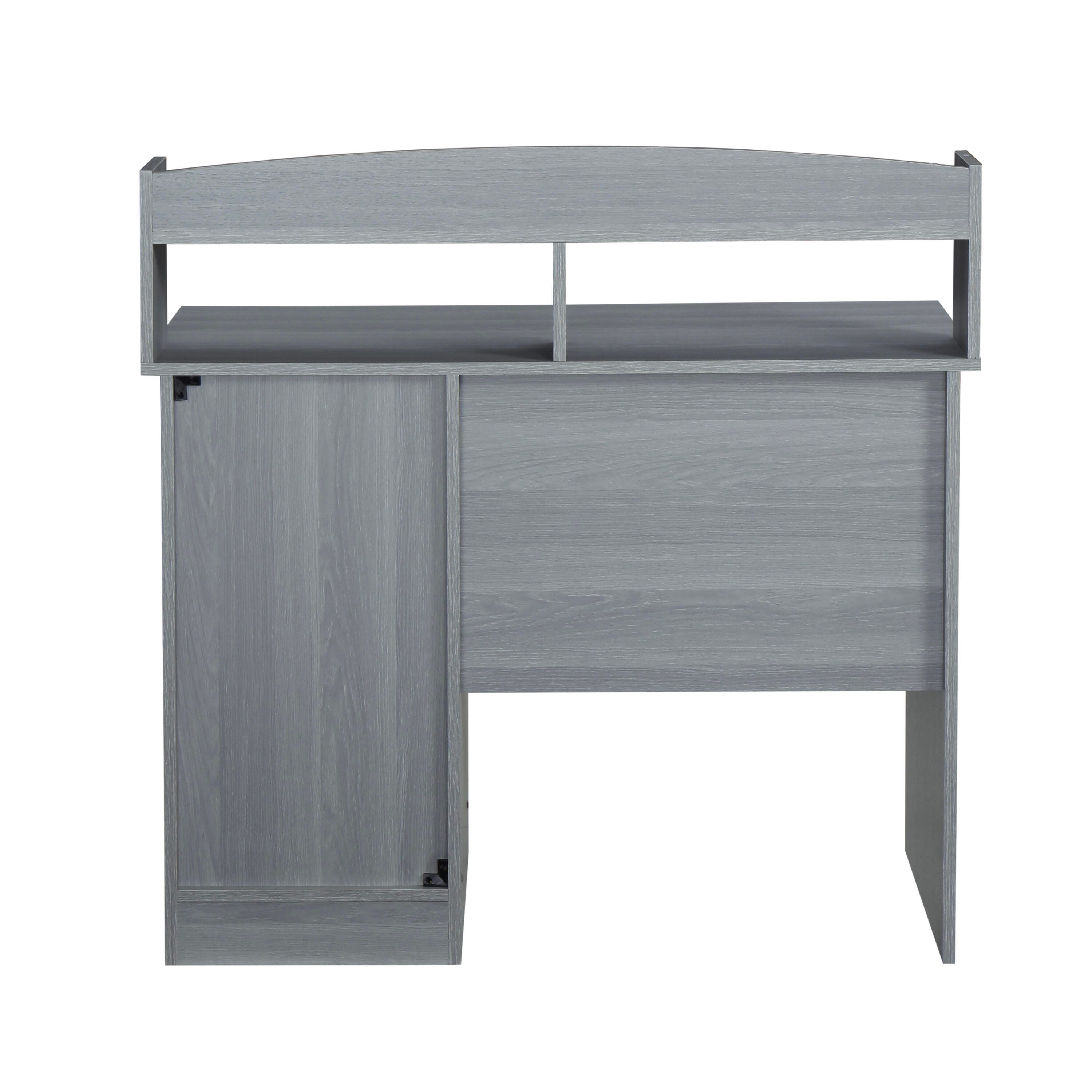 Techni Mobili Modern Office Desk with Hutch, Gray, large