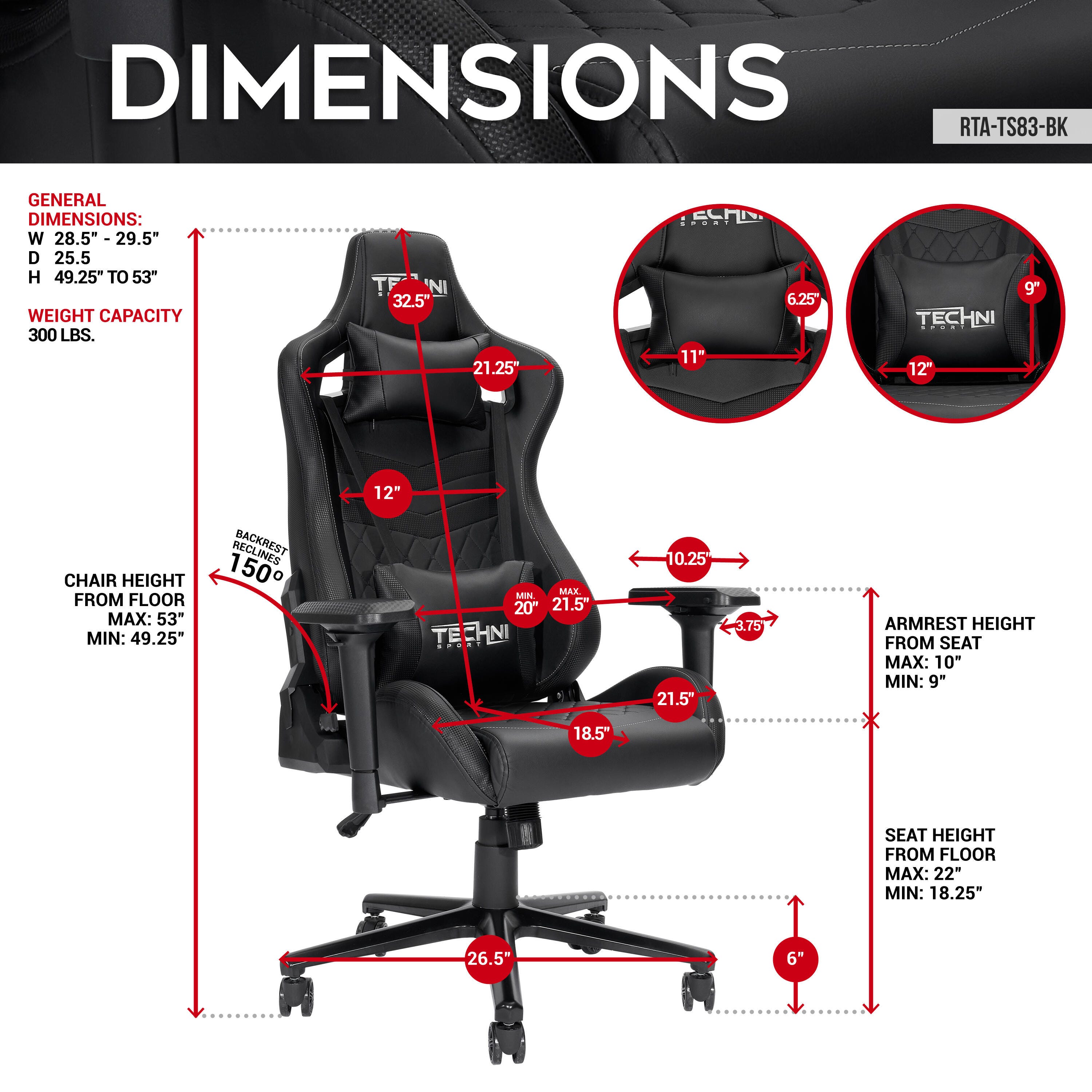 Techni Sport TS-83 Ergonomic High Back Racer Style PC Gaming Chair