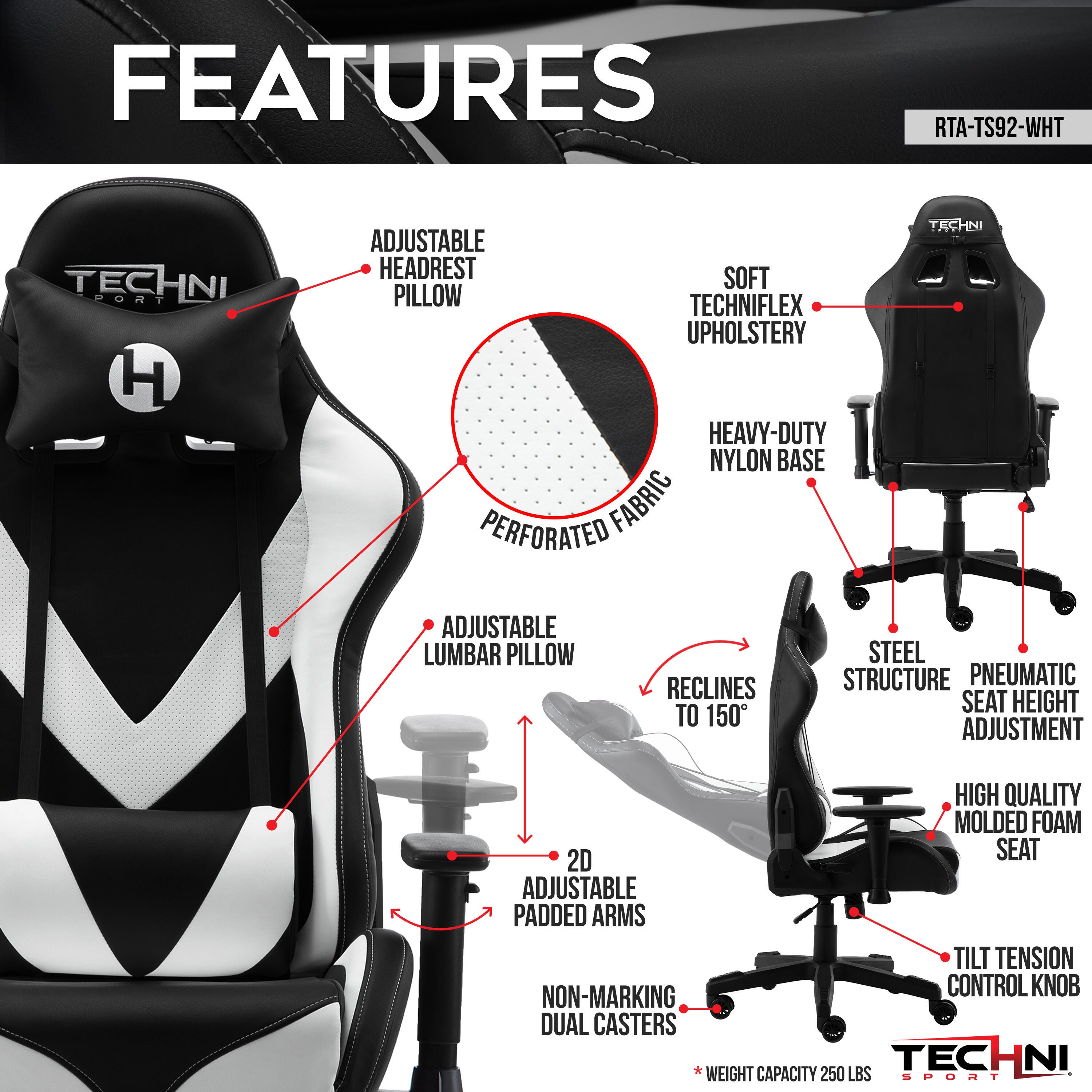 Techni Sport TS-92 PC Gaming Chair, , large