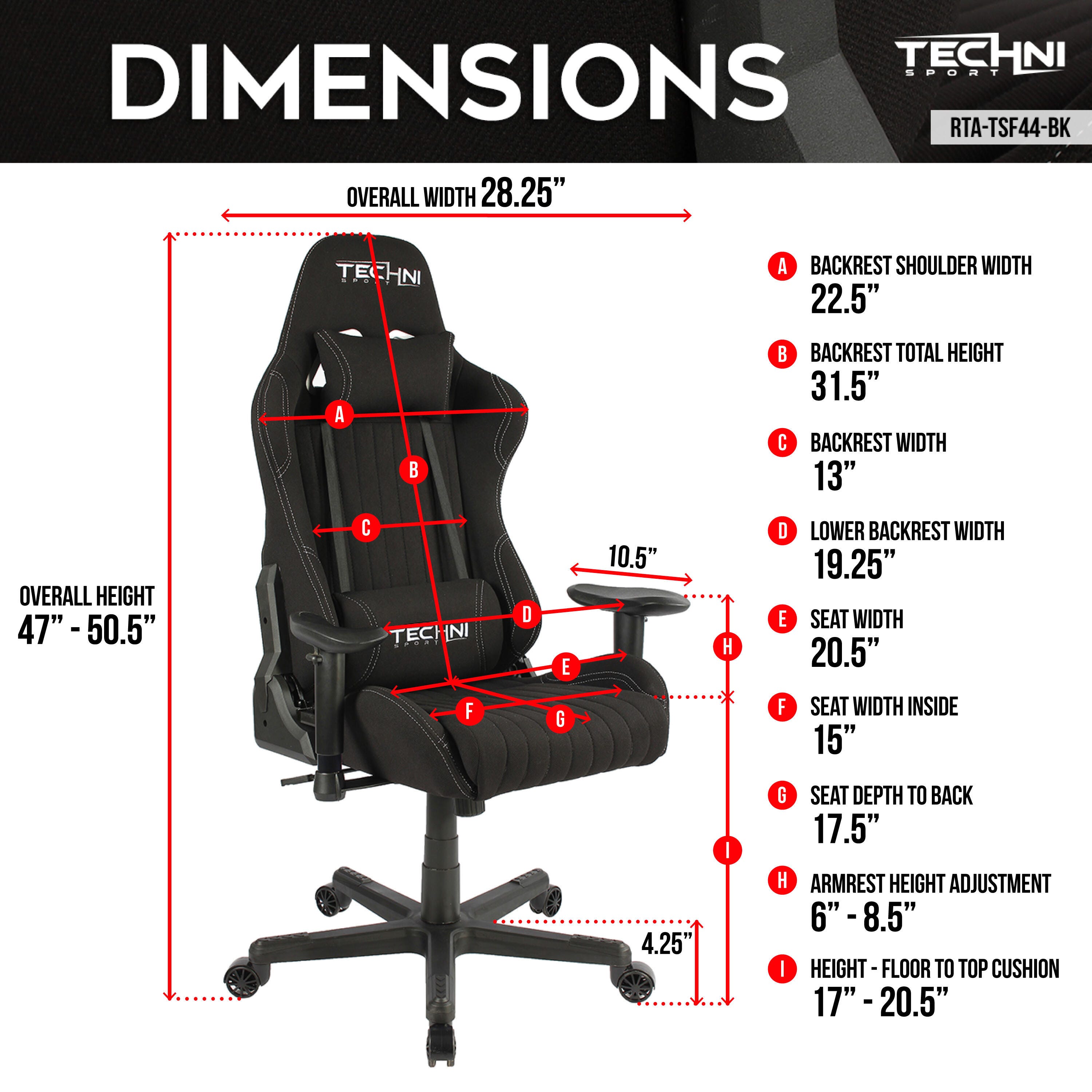 Techni Sport TS-F44 Ergonomic High Back Racer Style PC Gaming Chair, , large