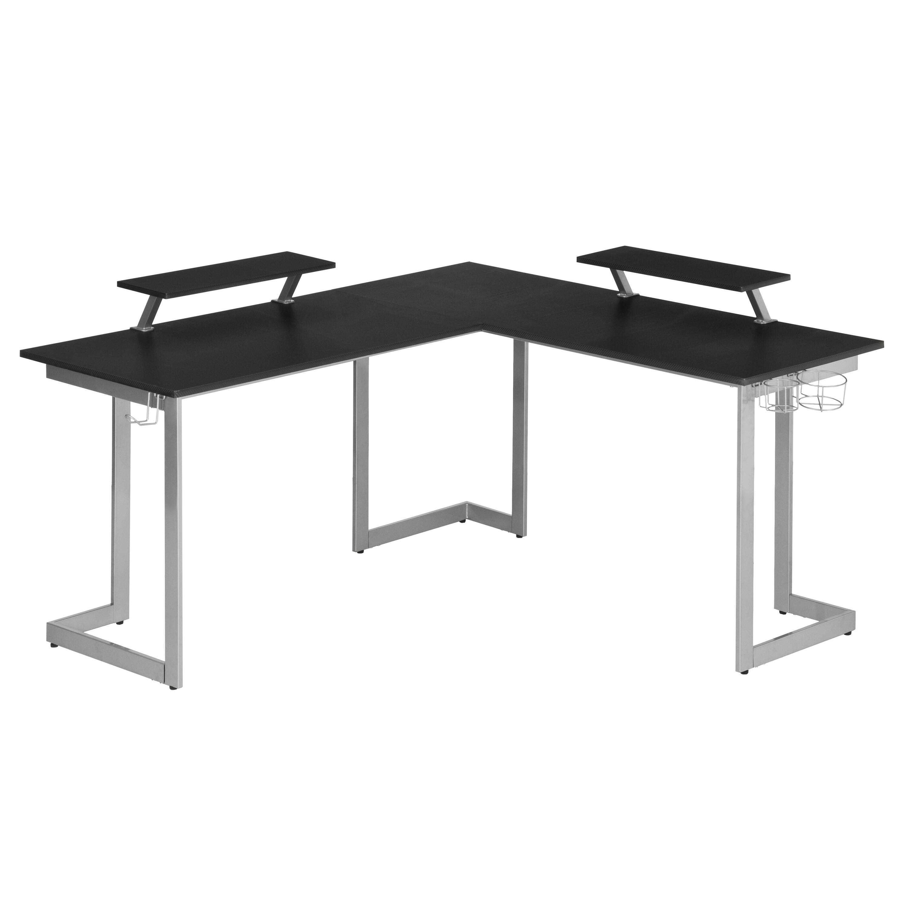 Techni Sport Warrior L-Shaped Gaming Desk, Black, large