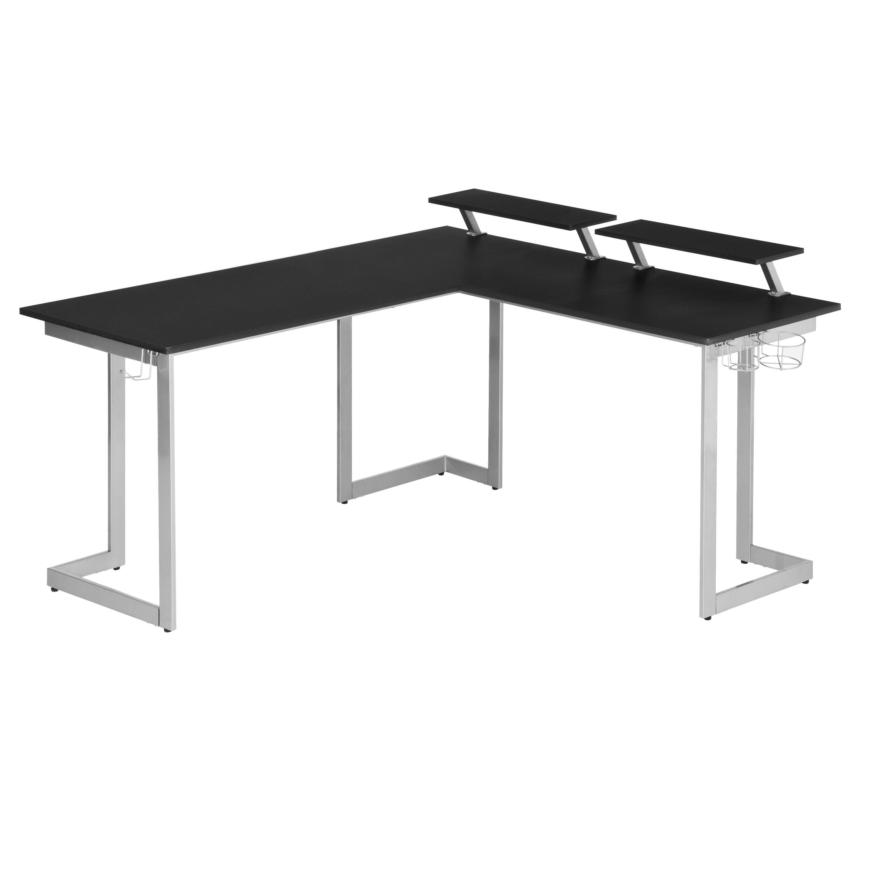 Techni Sport Warrior L-Shaped Gaming Desk, Black, large