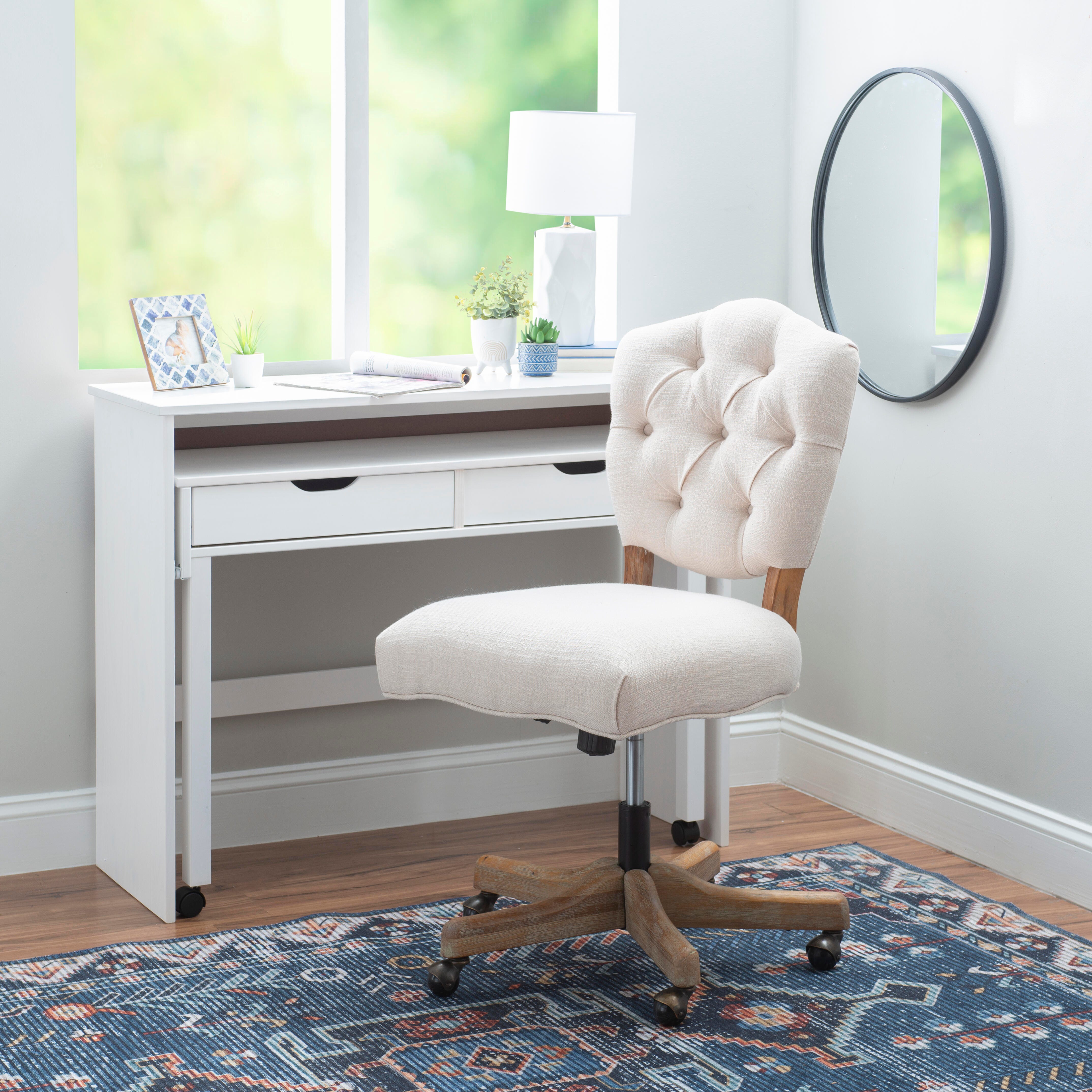 Linon Kelsey Office Chair, Cream, rollover