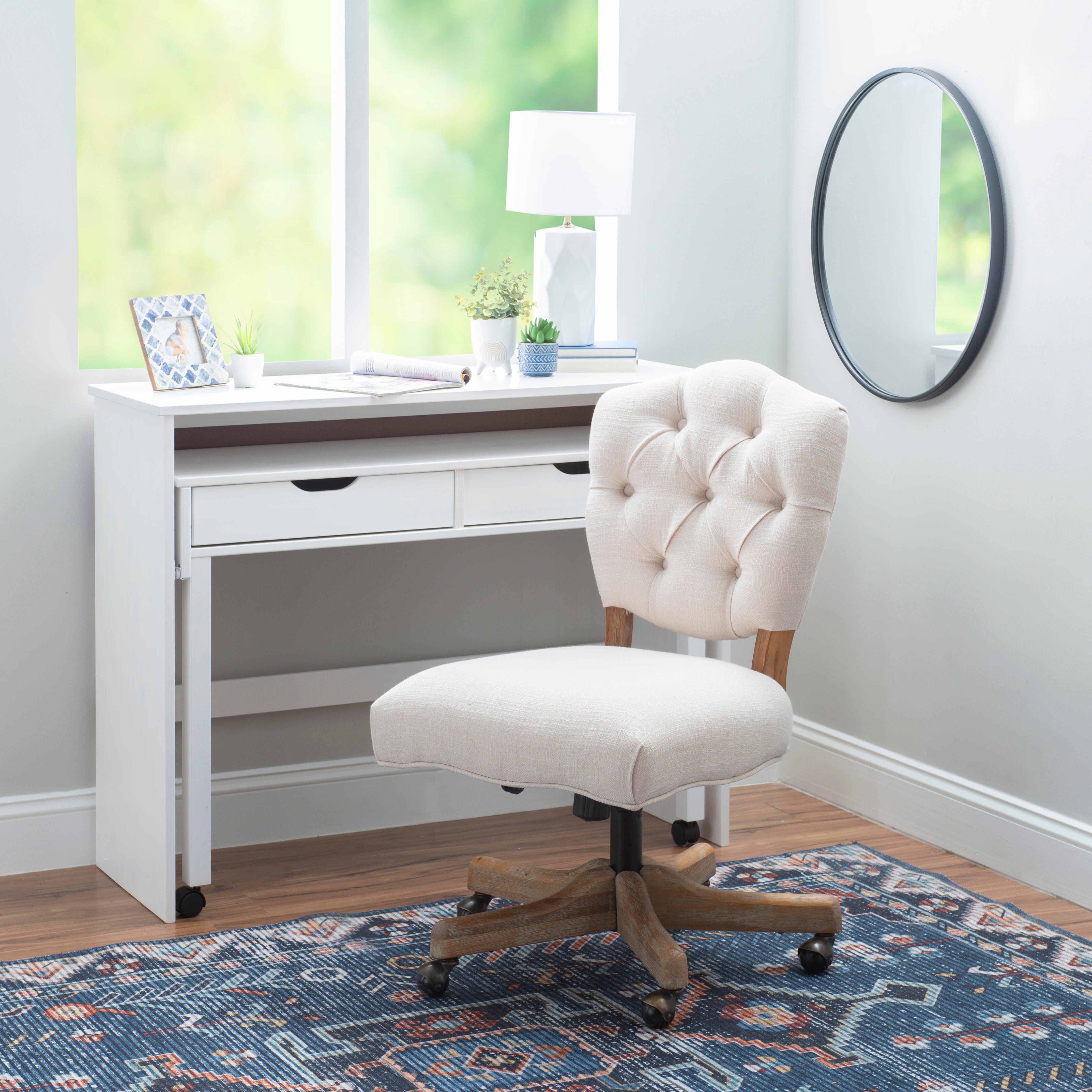 Linon Kelsey Office Chair, Cream, large