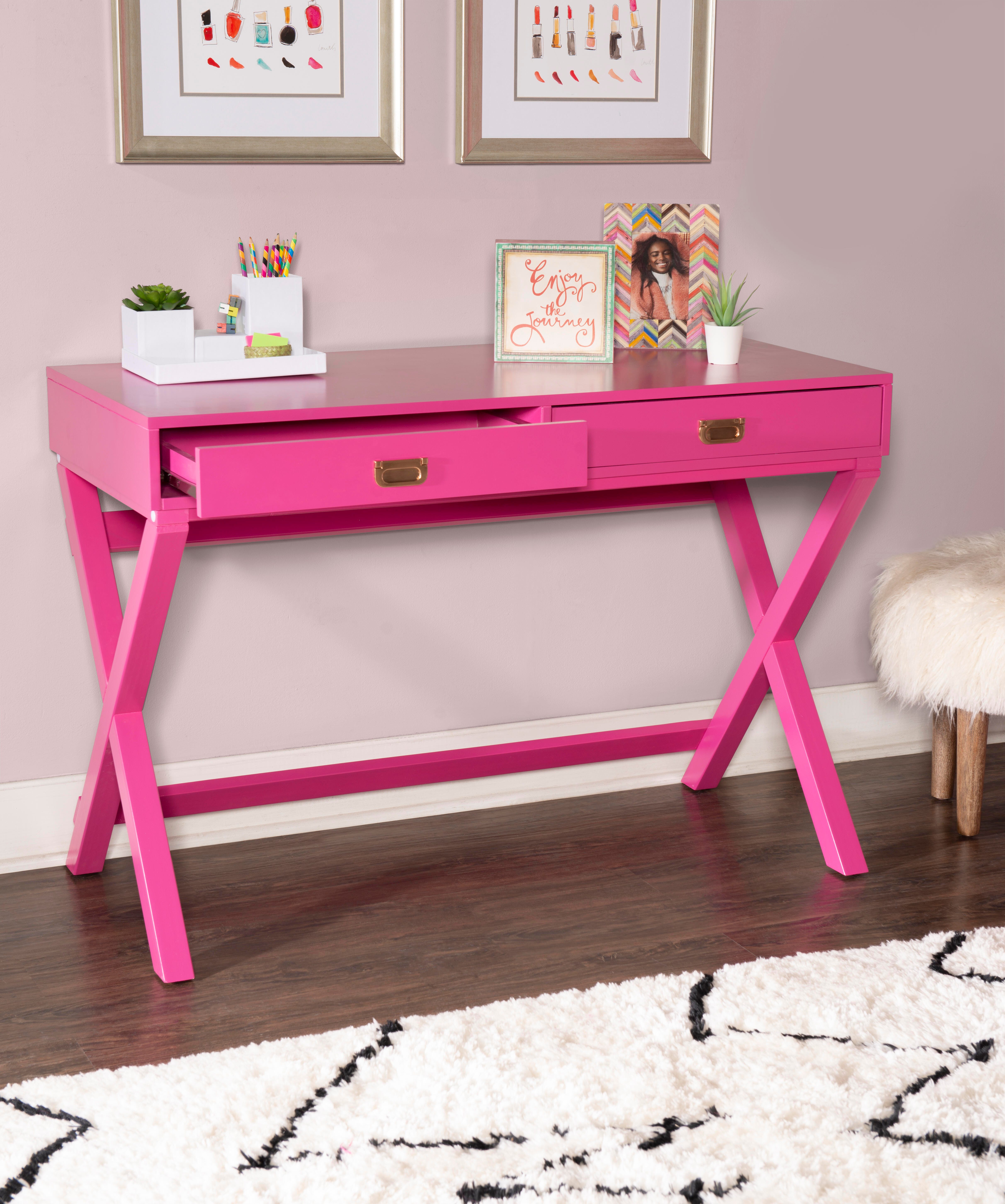 Linon Paige Desk, Raspberry Pink, large
