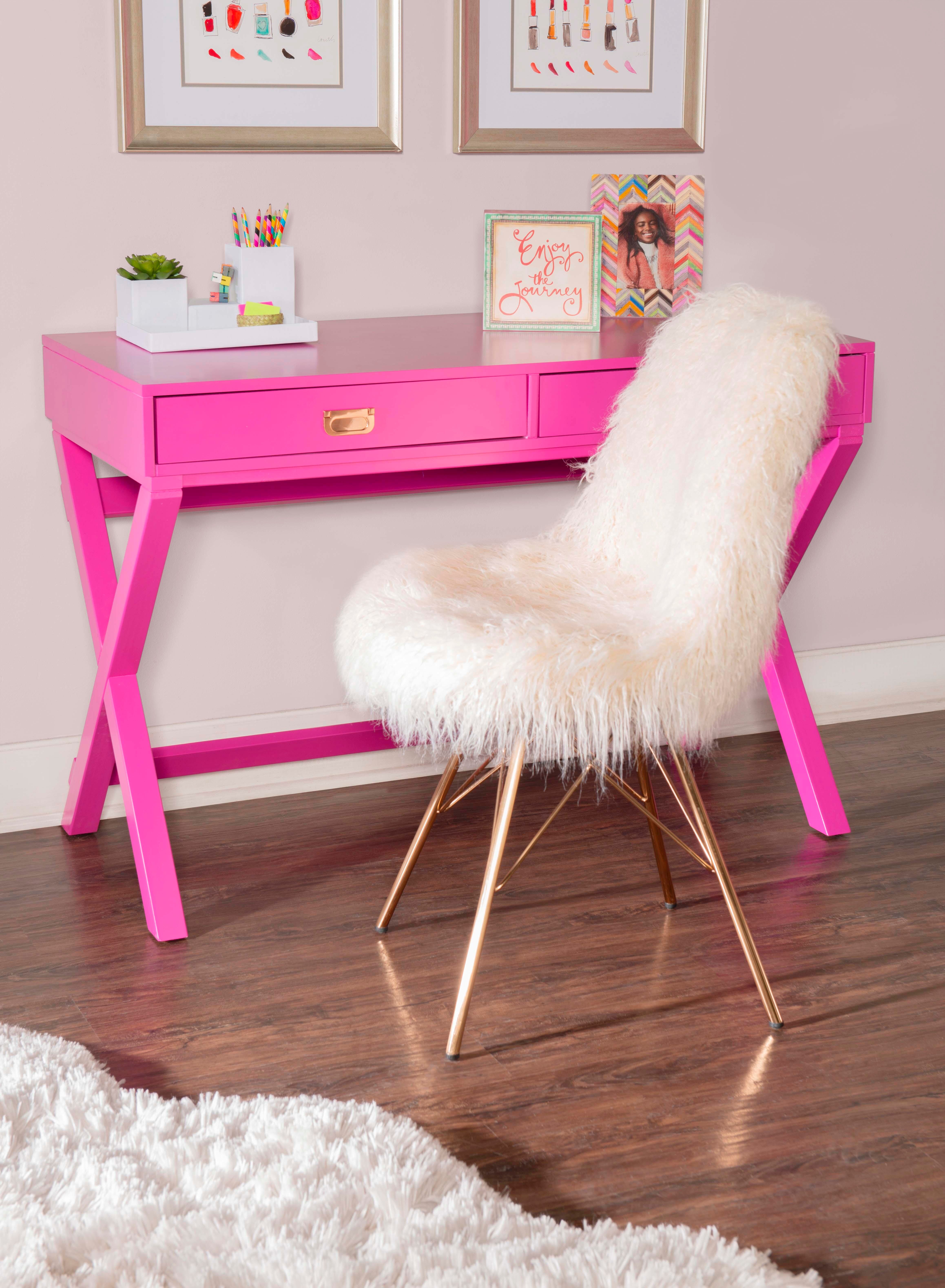 Linon Paige Desk, Raspberry Pink, large