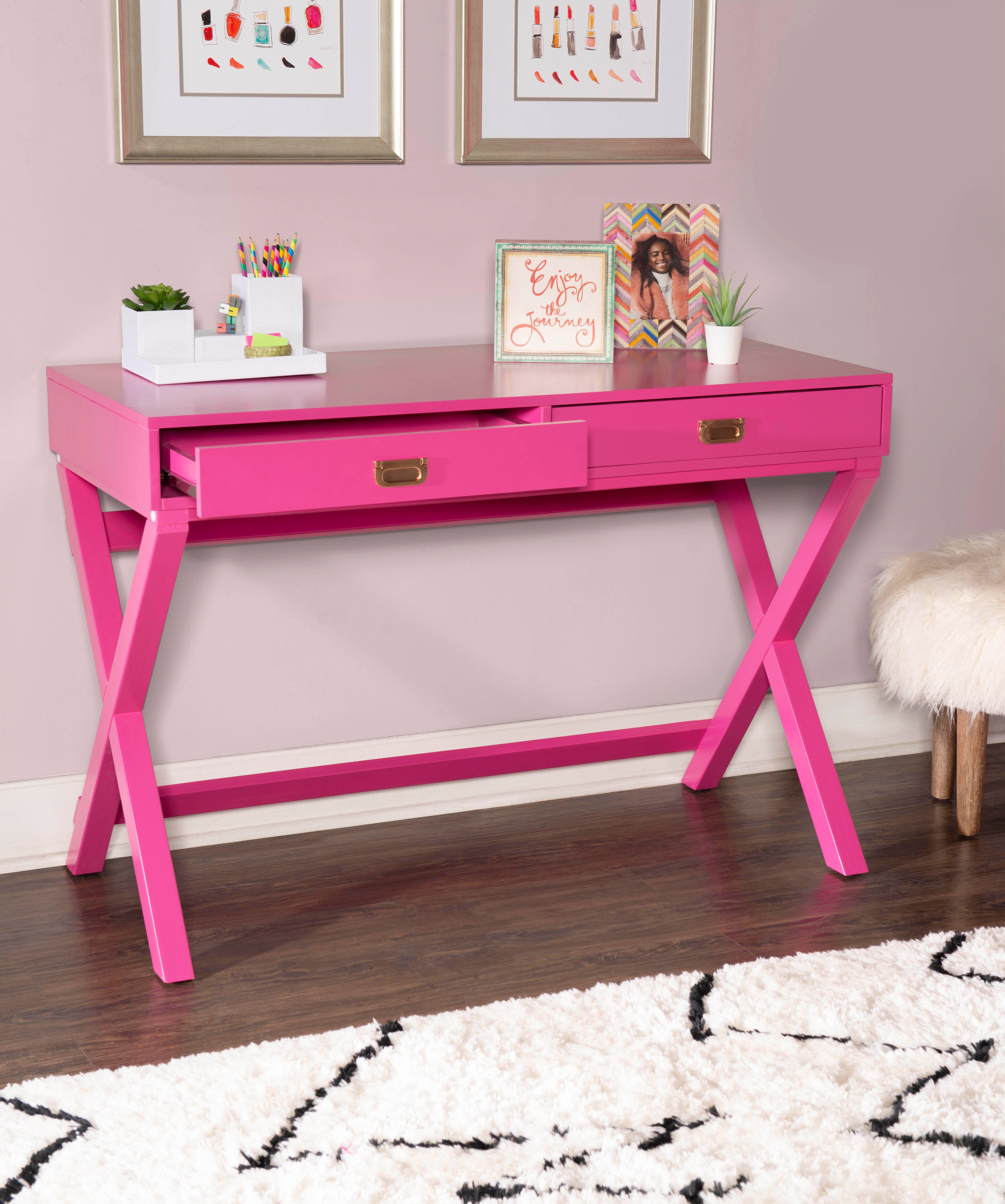 Linon Paige Desk, Raspberry Pink, large