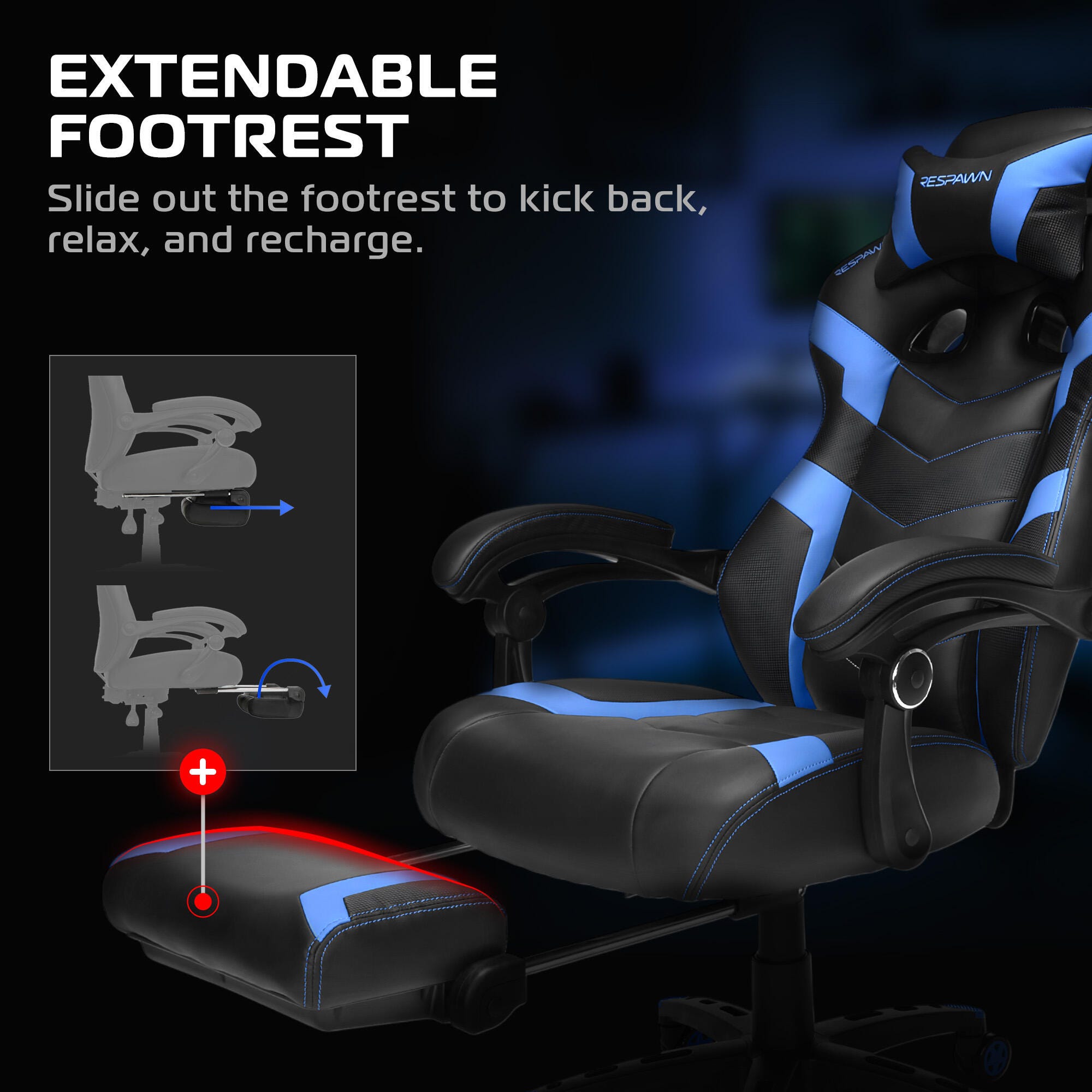 RESPAWN 110 Pro Gaming Chair, Blue, large