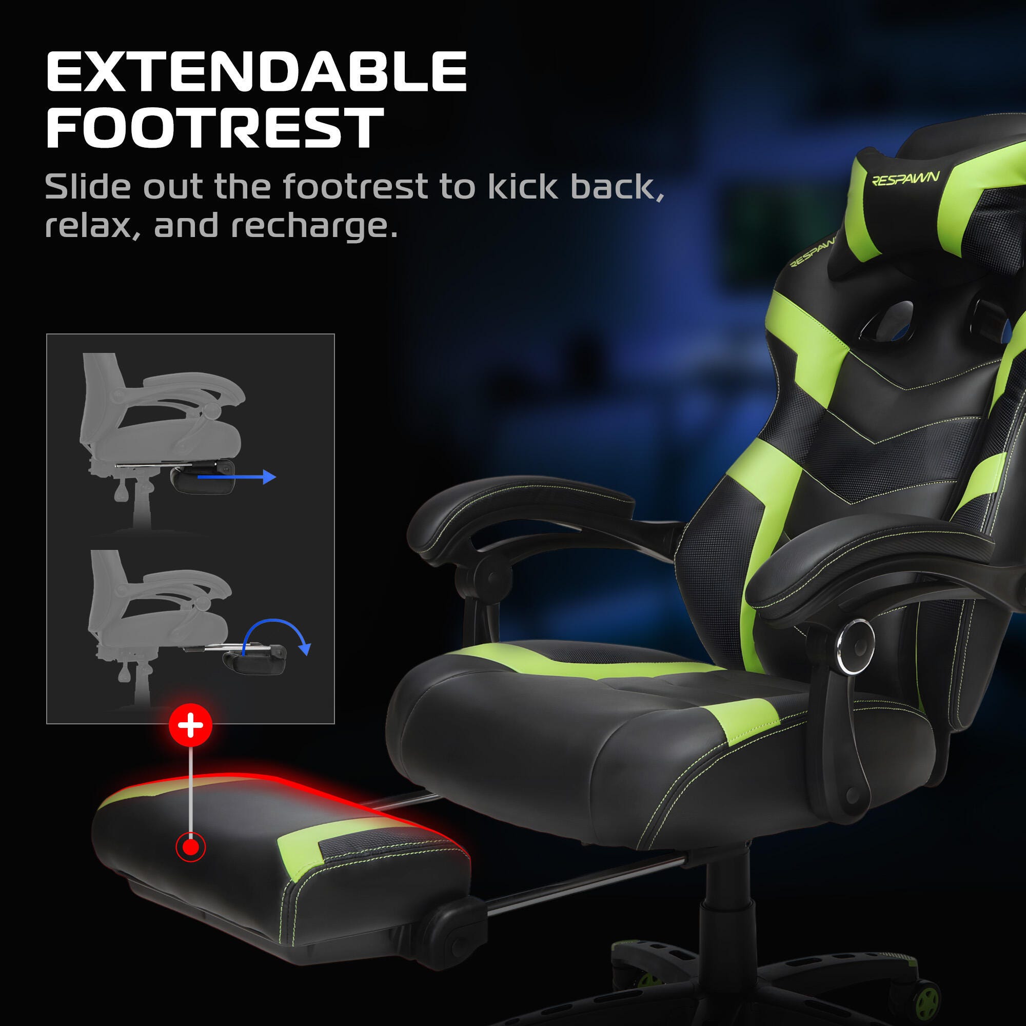 RESPAWN 110 Pro Gaming Chair, Green, large