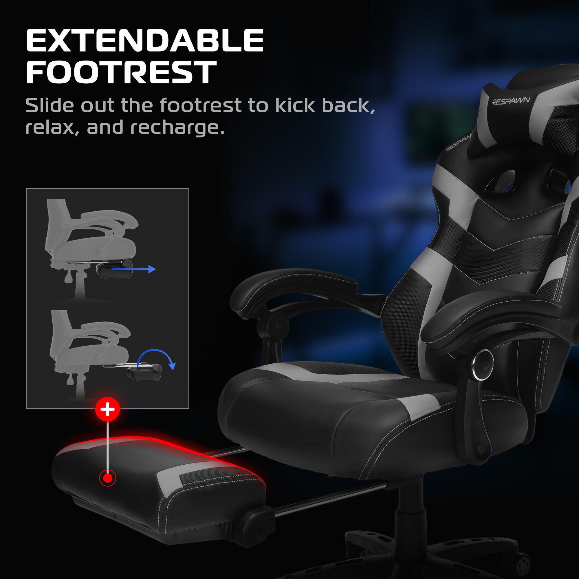 RESPAWN 110 Pro Gaming Chair, Gray, large