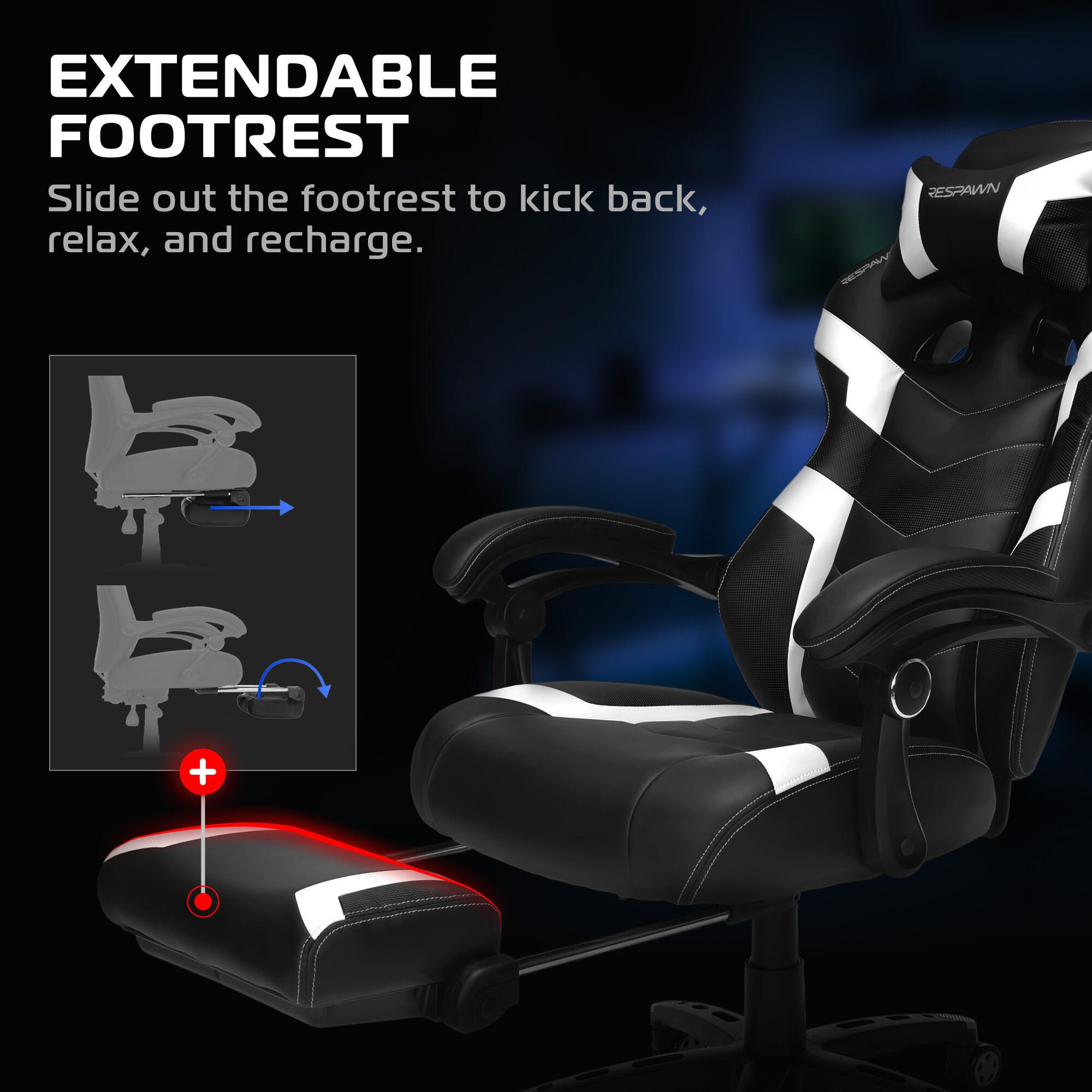RESPAWN 110 Pro Gaming Chair, White, large