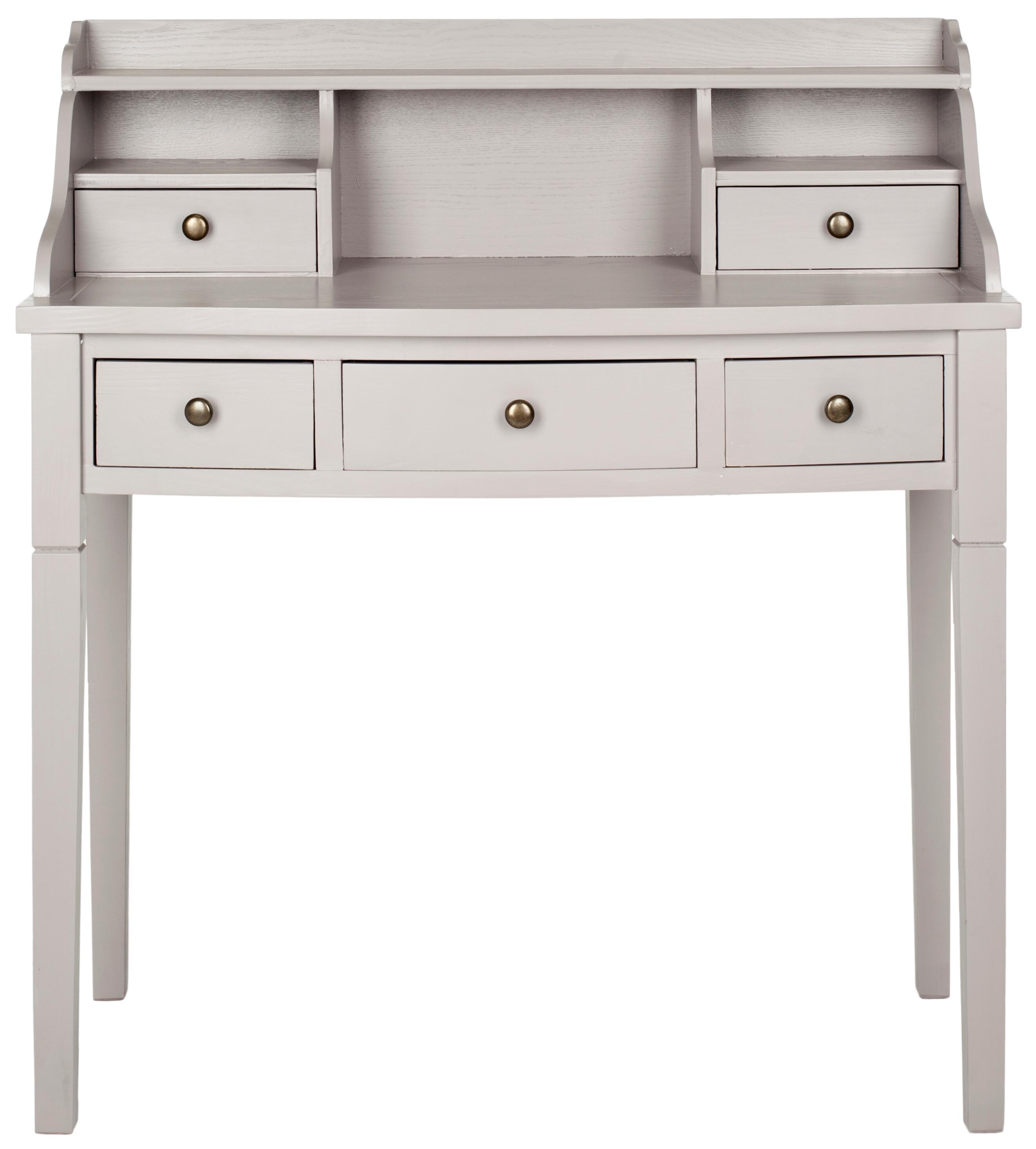 5 Drawer Writing Desk, Gray, large