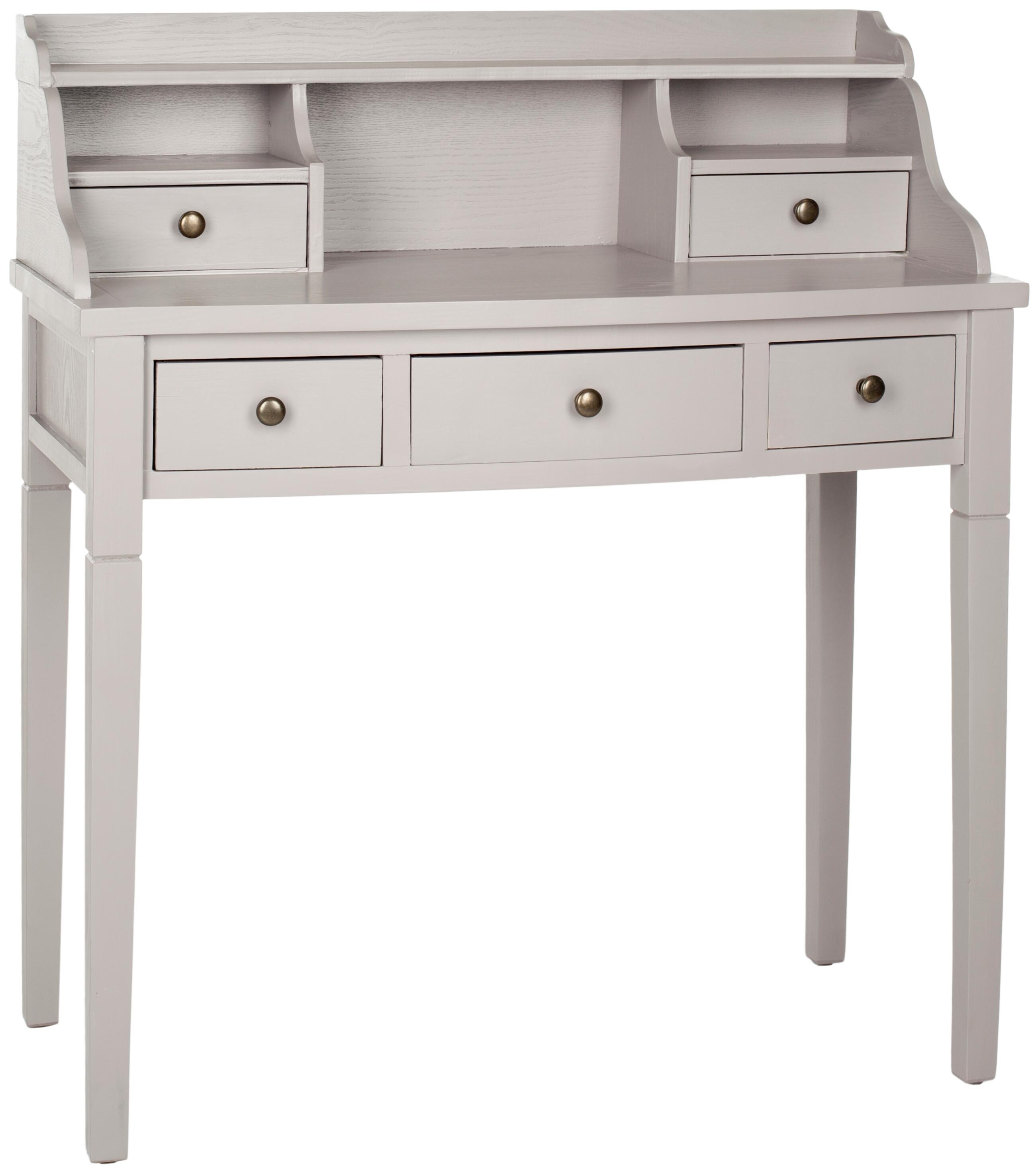 5 Drawer Writing Desk, Gray, large