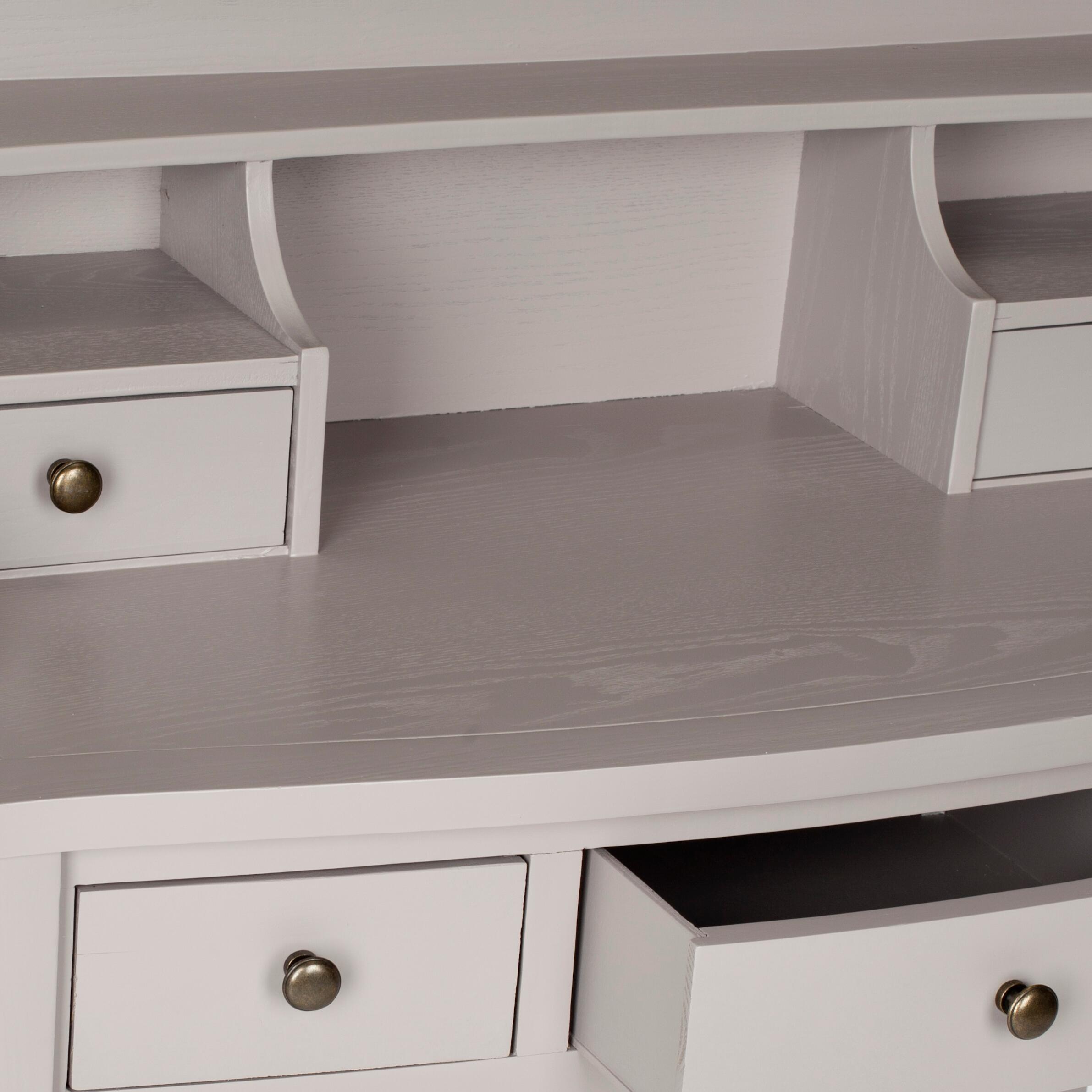 5 Drawer Writing Desk, Gray, large