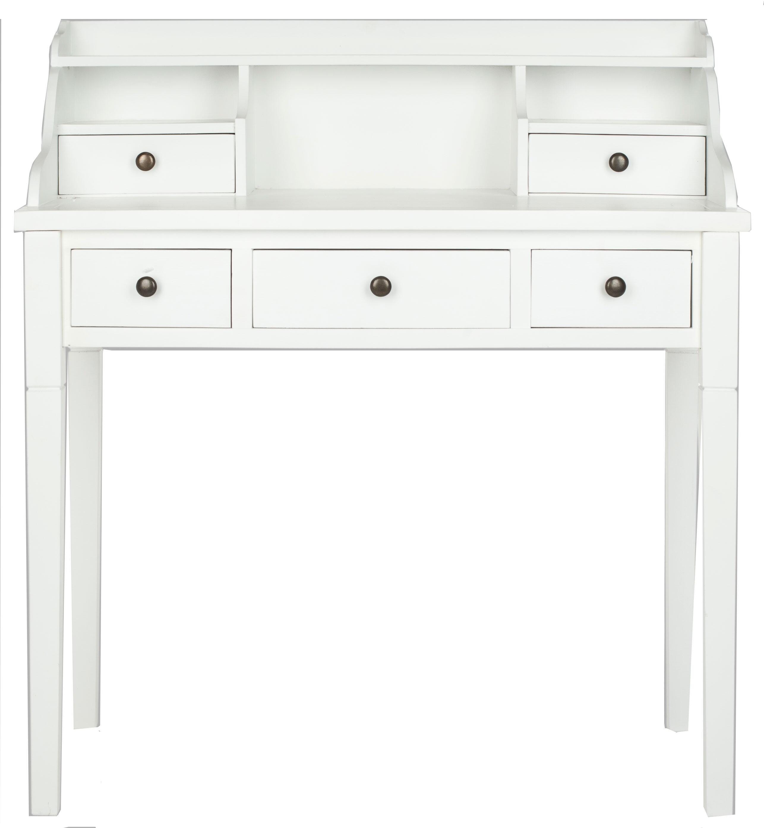 5 Drawer Writing Desk, White, large