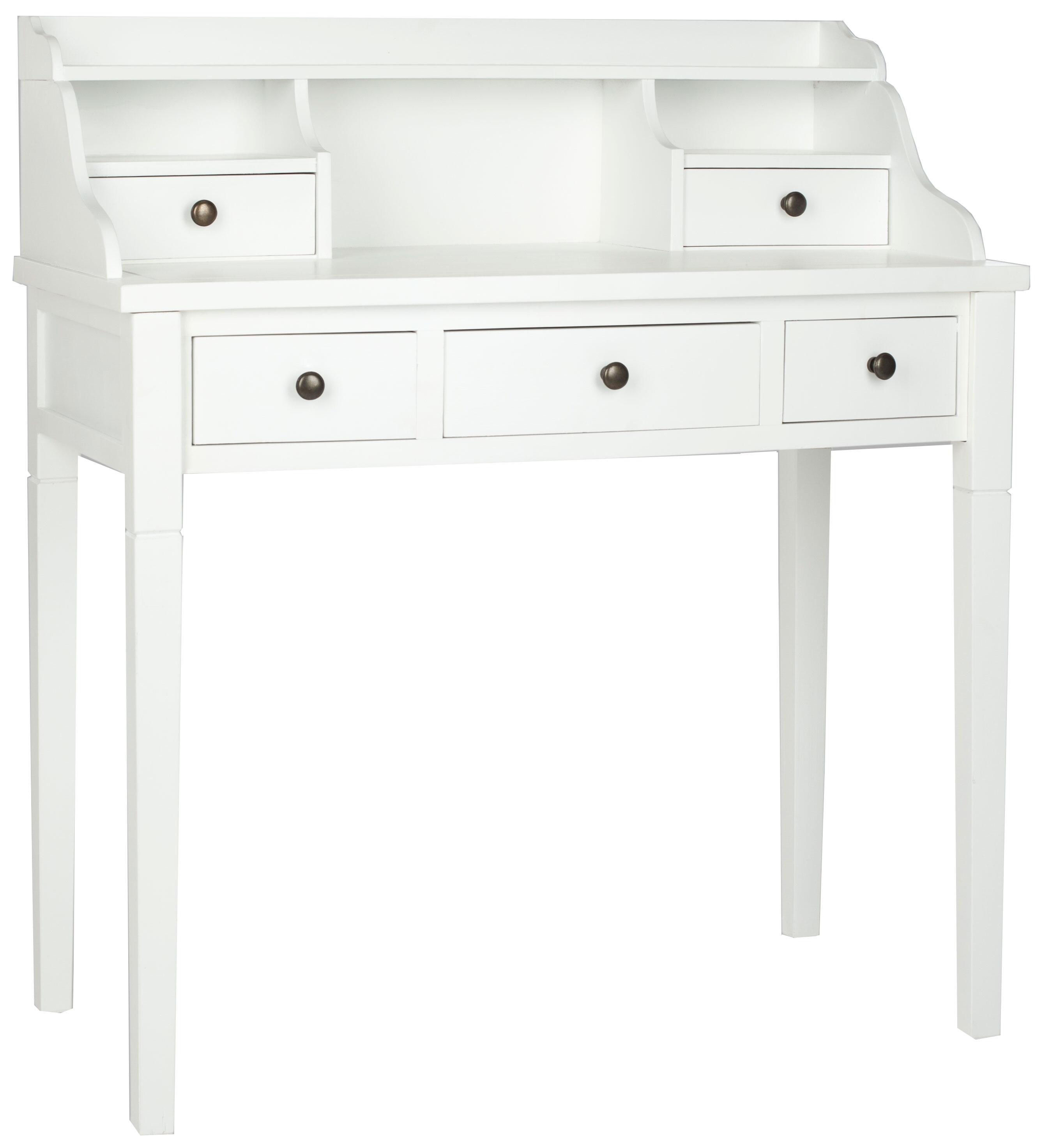 5 Drawer Writing Desk, White, large