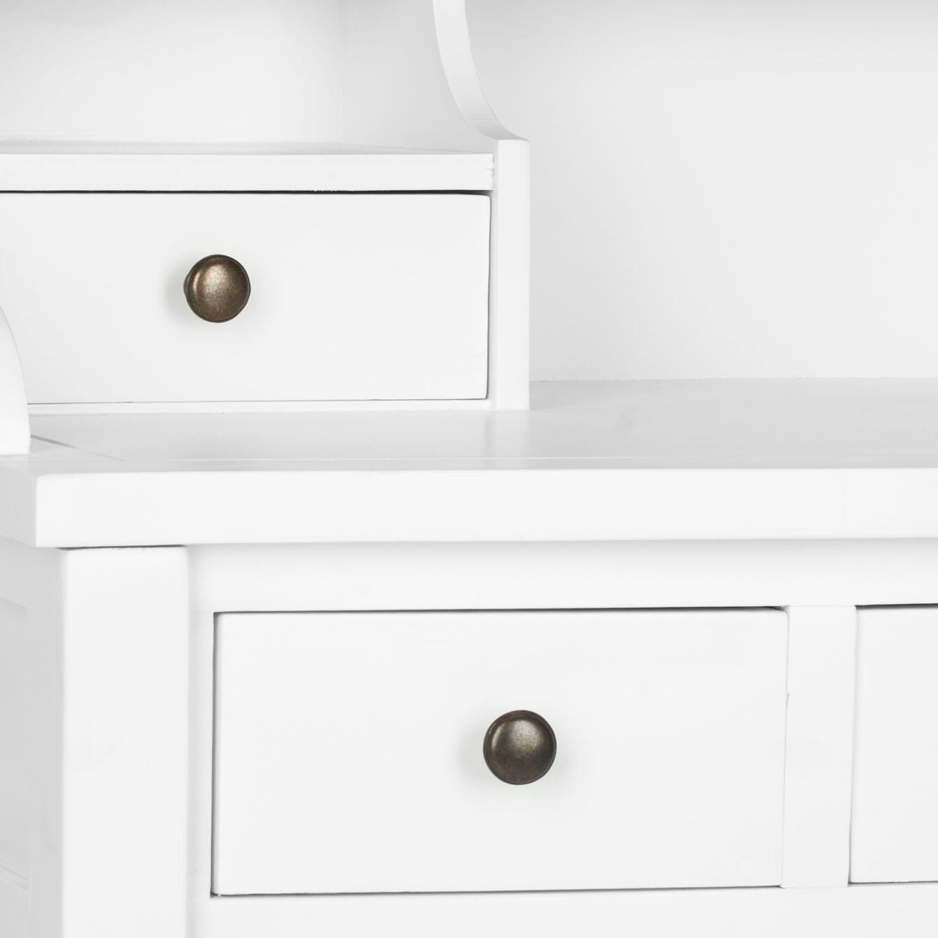 5 Drawer Writing Desk, White, large