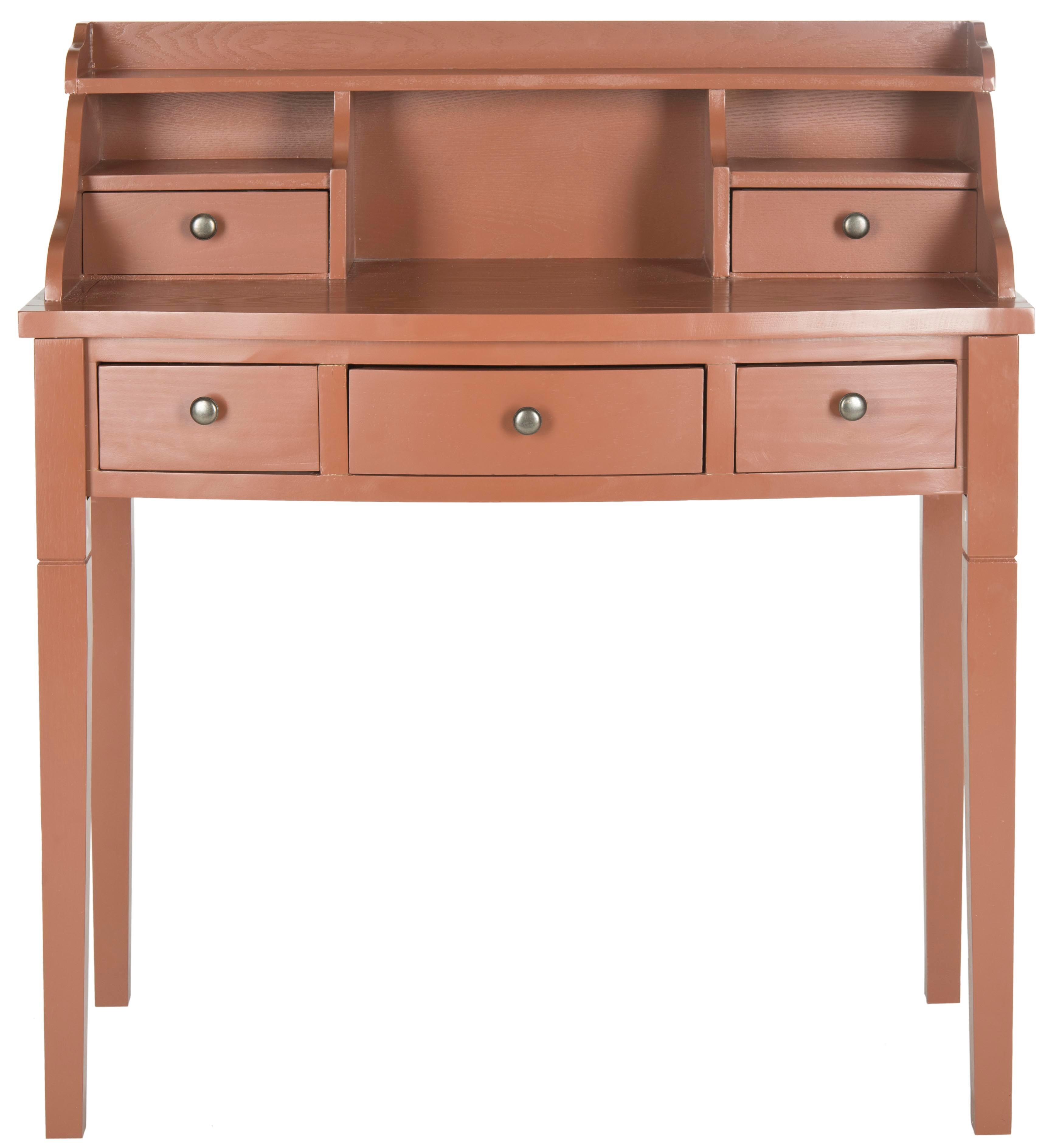 5 Drawer Writing Desk, Brown, large